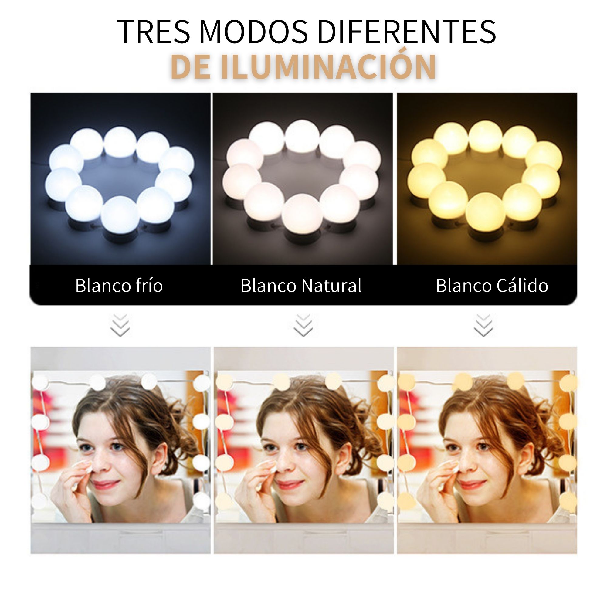 10 Focos Led Usb Luces Vanity Para Espejo De Maquillaje