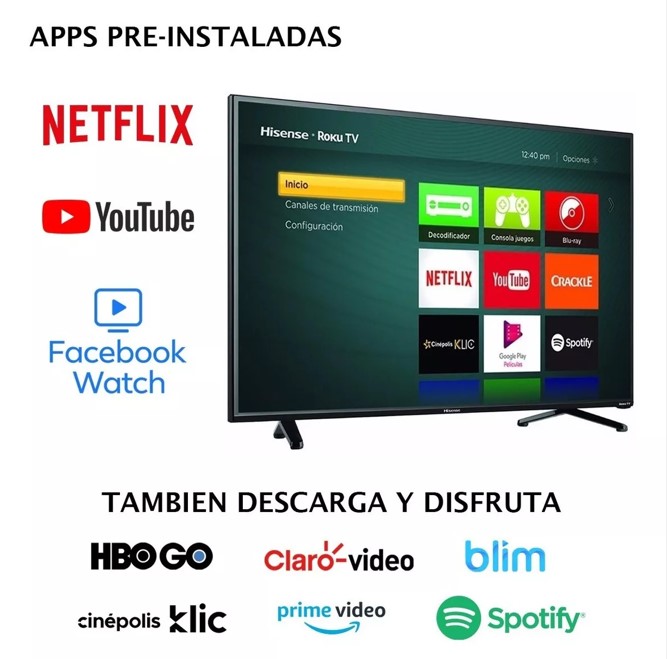 Smart TV Hisense, H4F 40H4030F, LED-LCD inteligente de 39.6in, HD TV