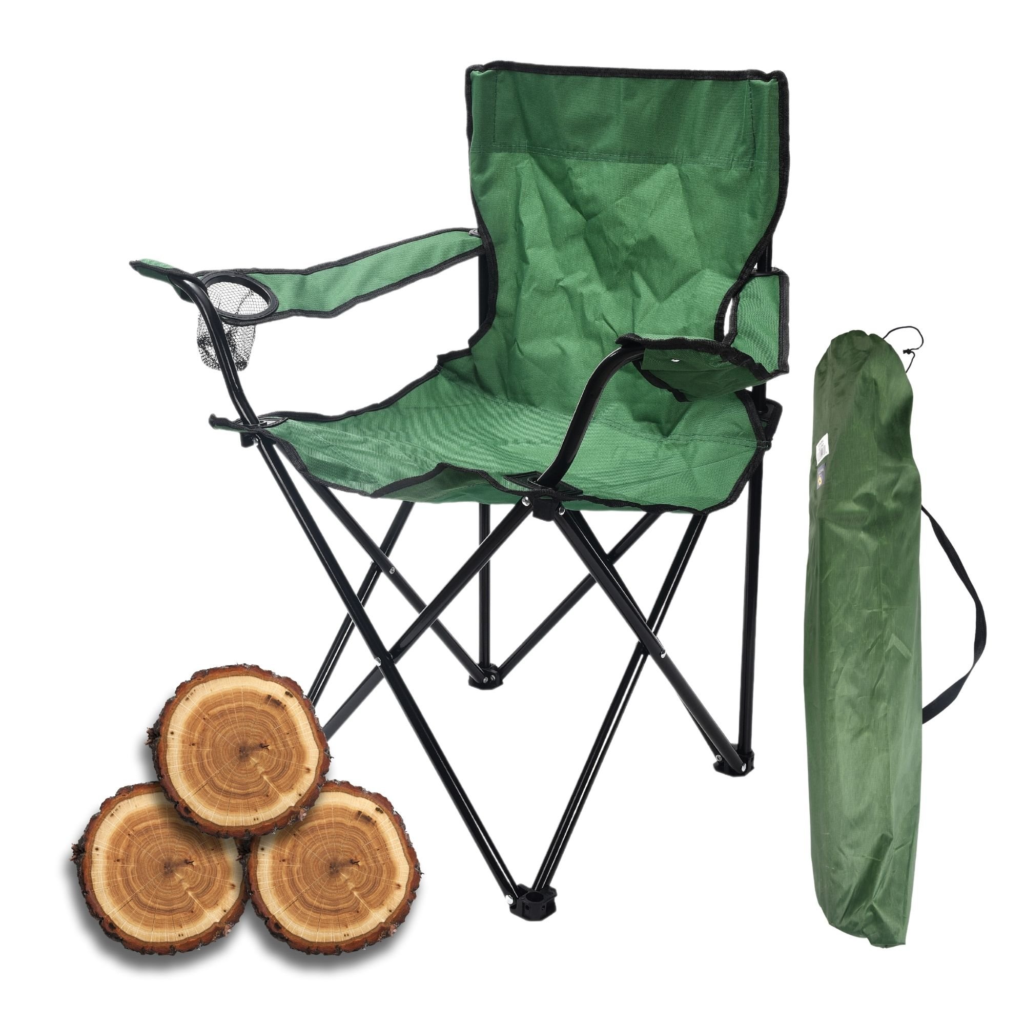  Camabel Sillas plegables para acampar con capacidad para 400  libras con portavasos y bolsa de almacenamiento, paquete rojo, sillas de  camping plegables portátiles con portavasos y bolsa de almacenamiento,  color verde 