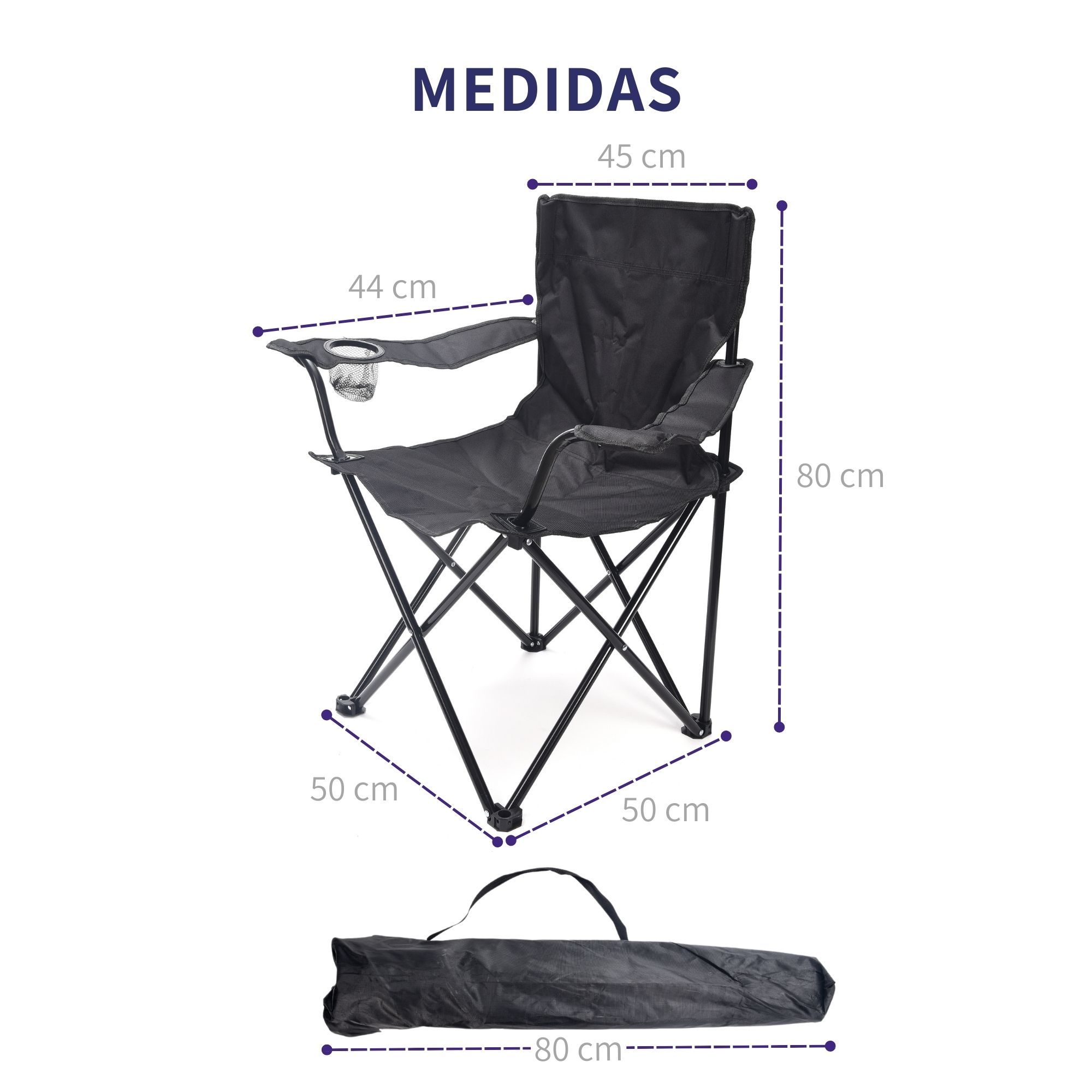 Silla Plegable Para Acampar Camping con Portavasos Exterior