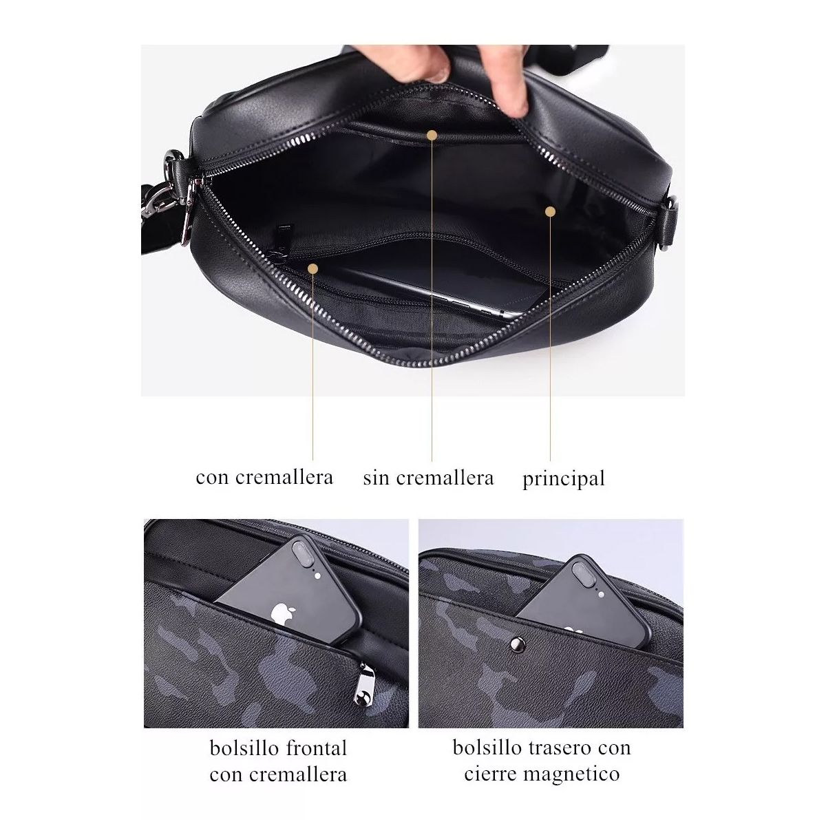 Bandolera De Cuero Para Hombre Bolso Crossbody Lujo Moderno