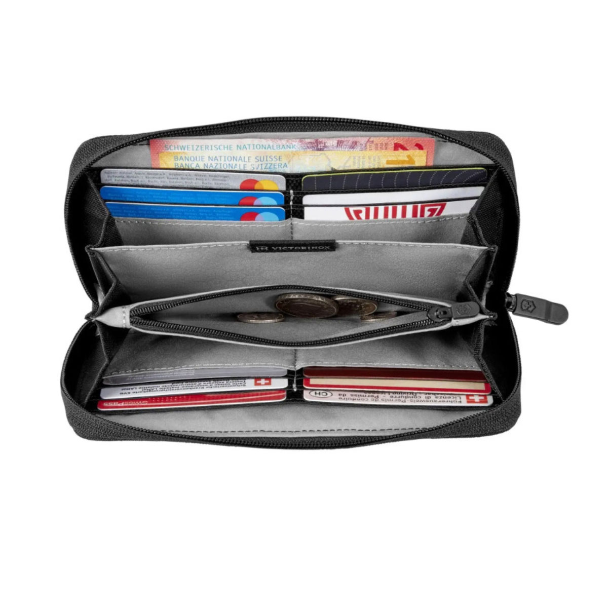 Billetera de estilo continental con recubrimiento RFID, Accesorios de viaje, color Negro,  Victorinox