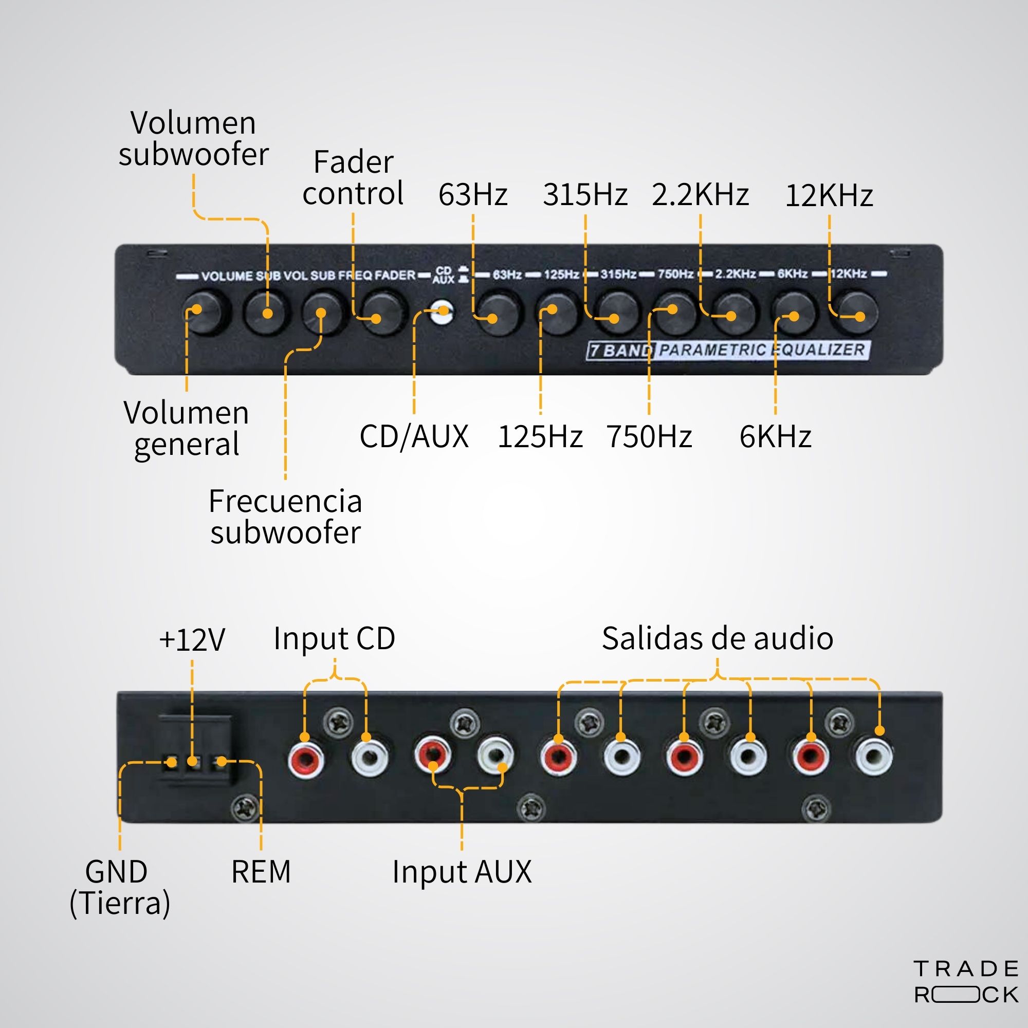 Ecualizador Paramétrico Profesional Para Auto De 7 Bandas
