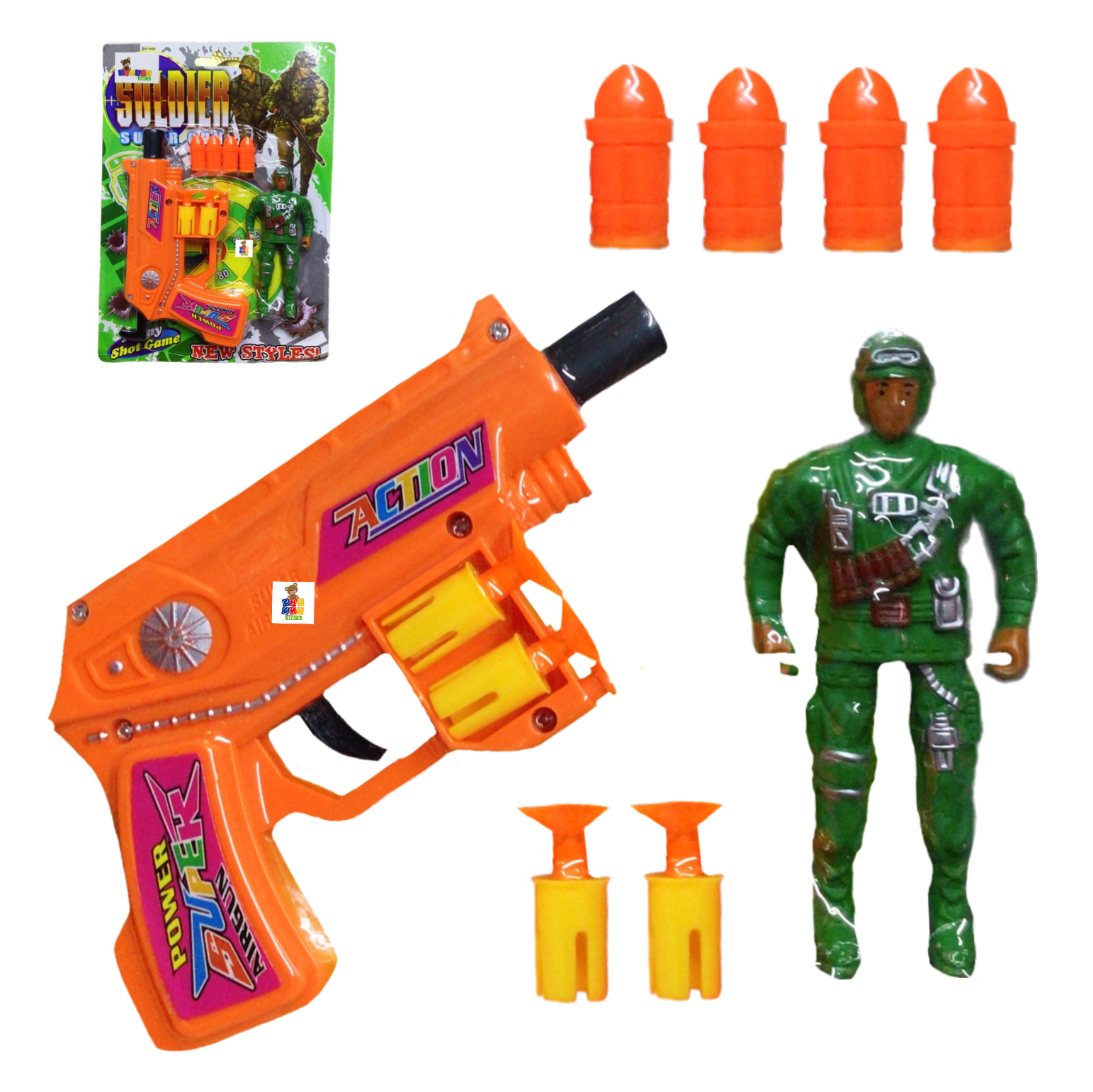 3 Pistola Lanza Dardos Y Soldado Juguete Super Gun