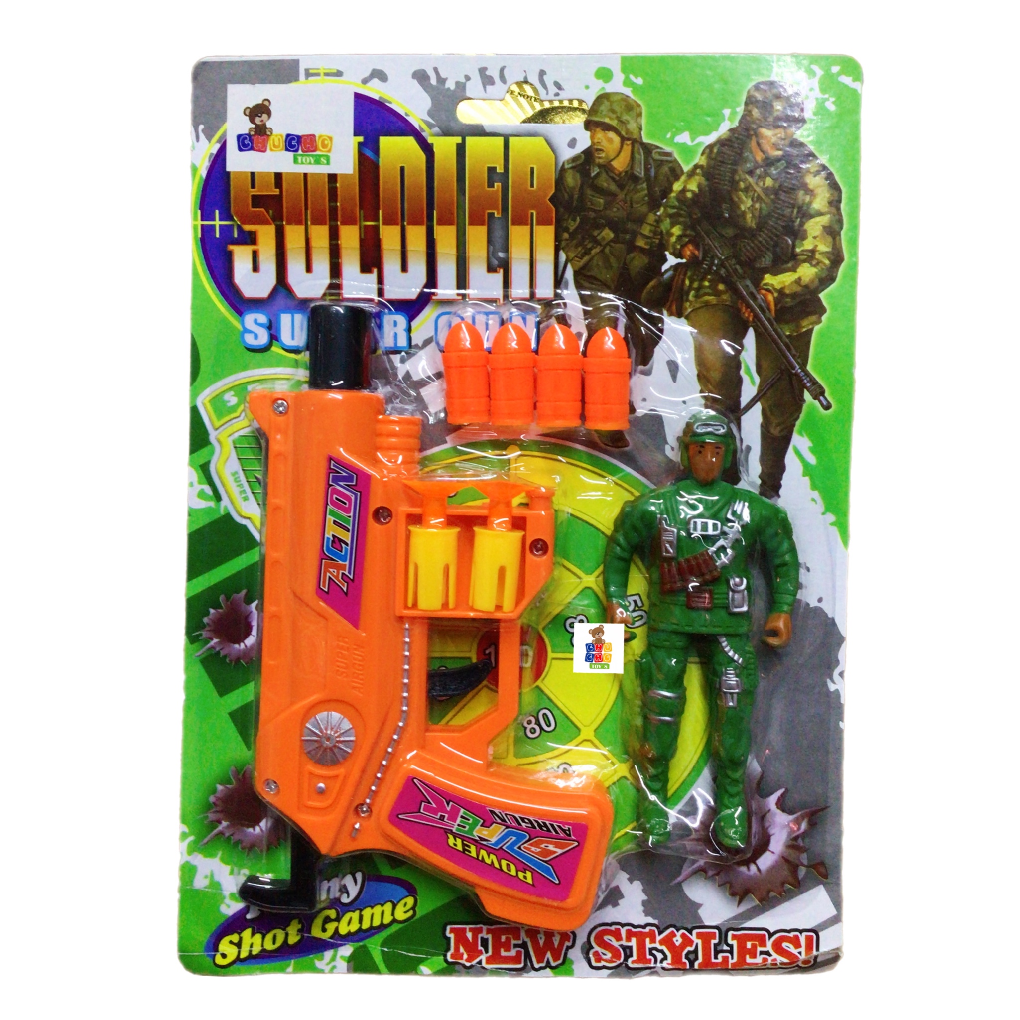 3 Pistola Lanza Dardos Y Soldado Juguete Super Gun