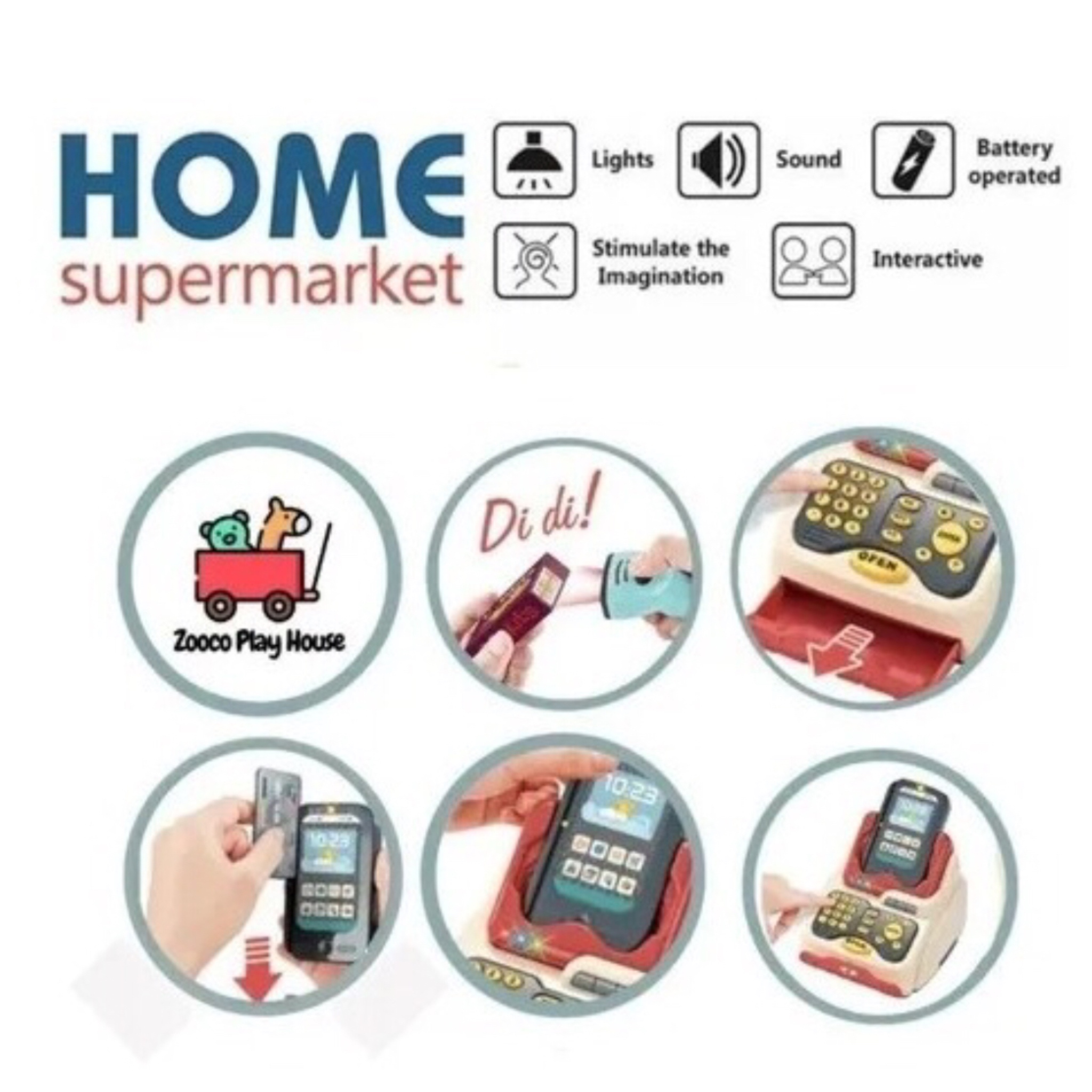 Cocina Mini Super Home Supermarket Supermercado con Carrito Luces Sonido