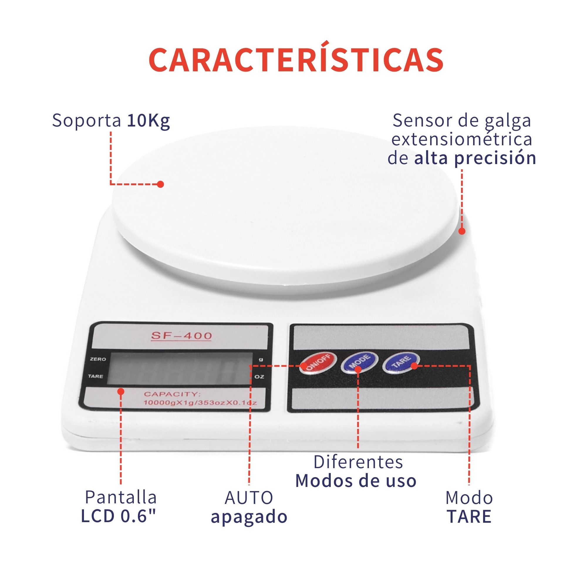 Bascula Digital Para Cocina Gramera Pesa Gramo A 10 Kilos