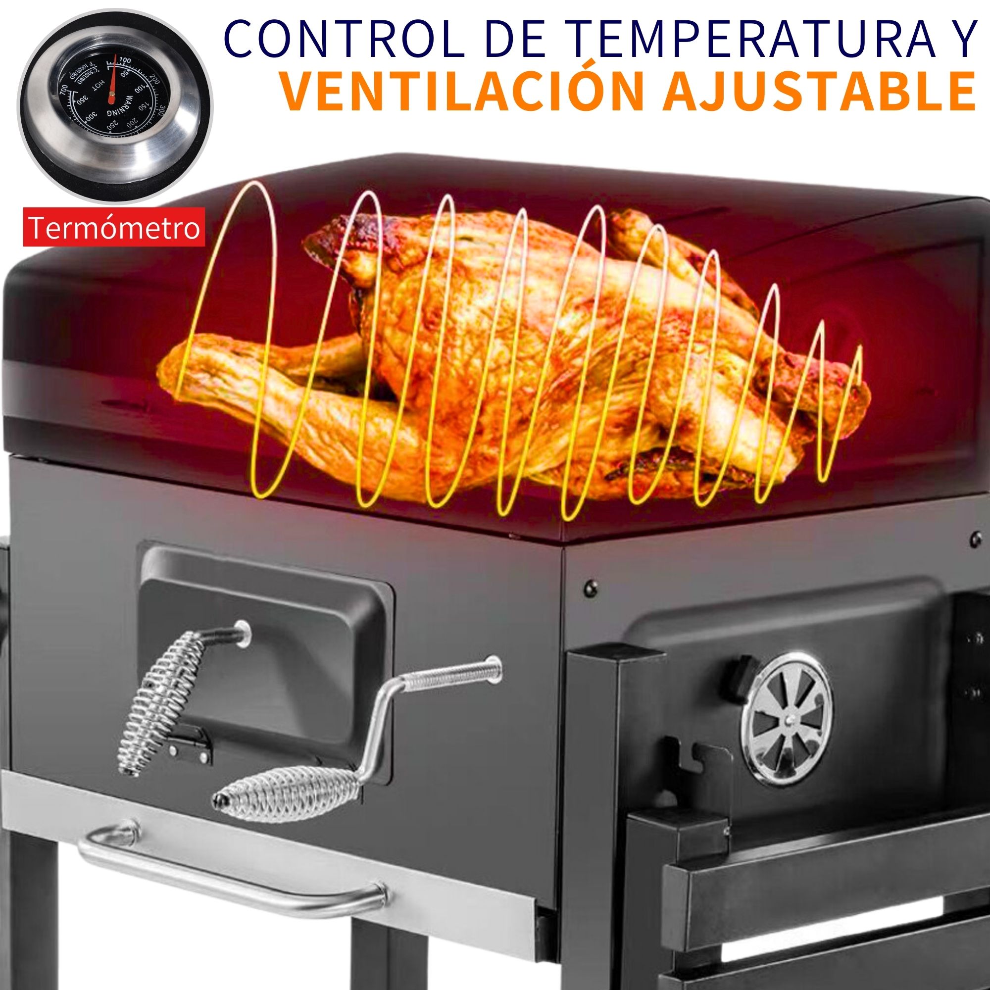 Asador Parrilla De Carbón Móvil Con Ruedas Hierro Uso Rudo