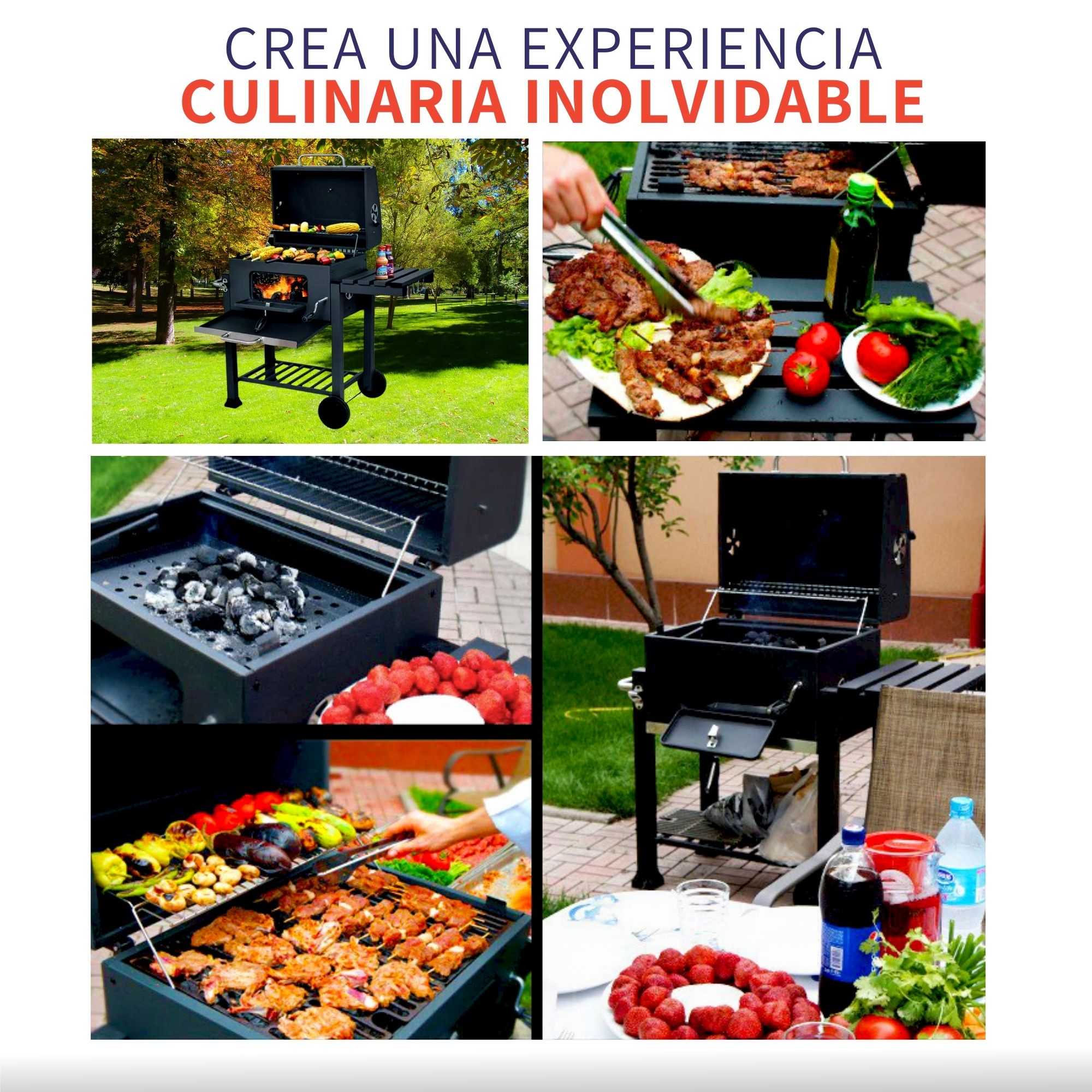 Asador Parrilla De Carbón Móvil Con Ruedas Hierro Uso Rudo