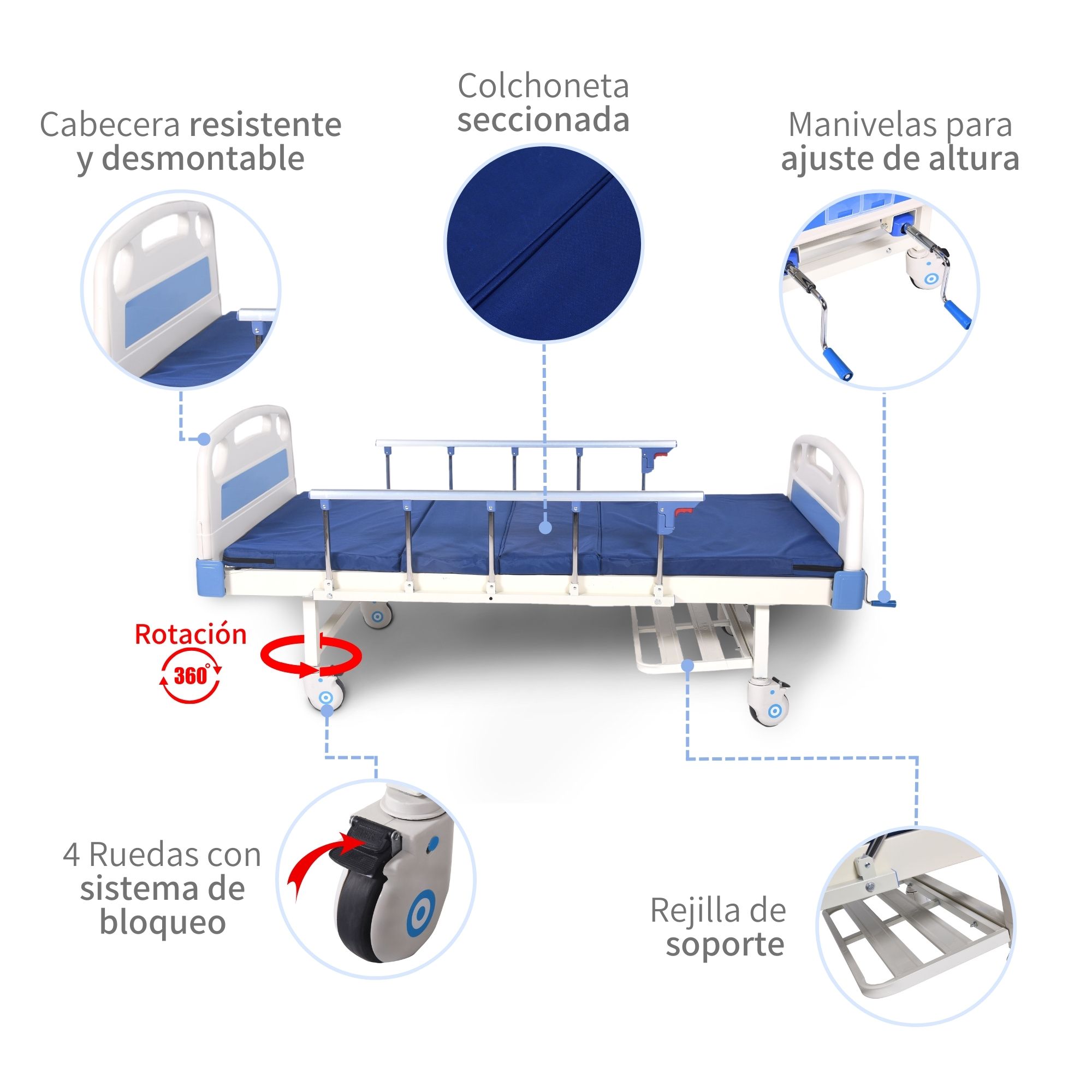 Cama Hospitalaria Manual De Posiciones Ajustables Y Colchón