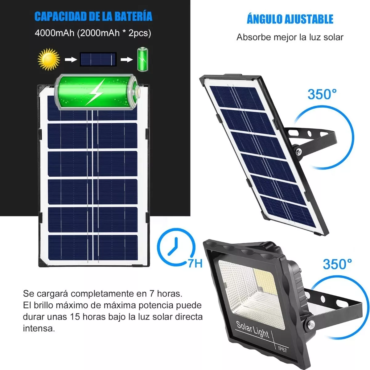 Lámpara Solar Recargable 100led Impermeable Luz Pared Jardin
