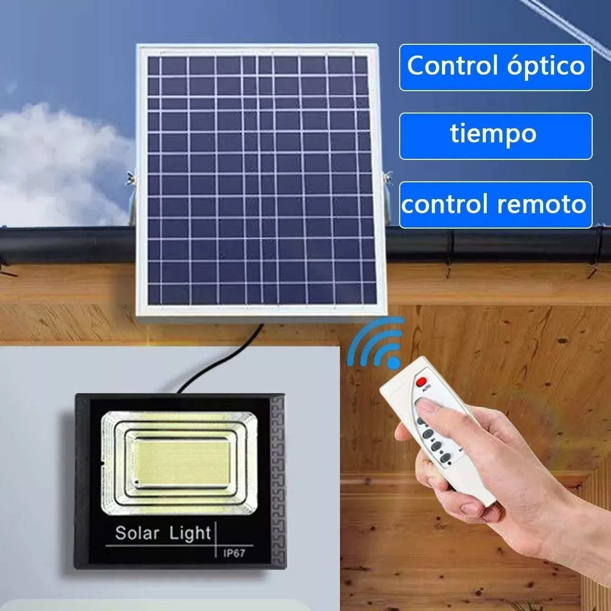 Lámpara Solar Recargable 100led Impermeable Luz Pared Jardin