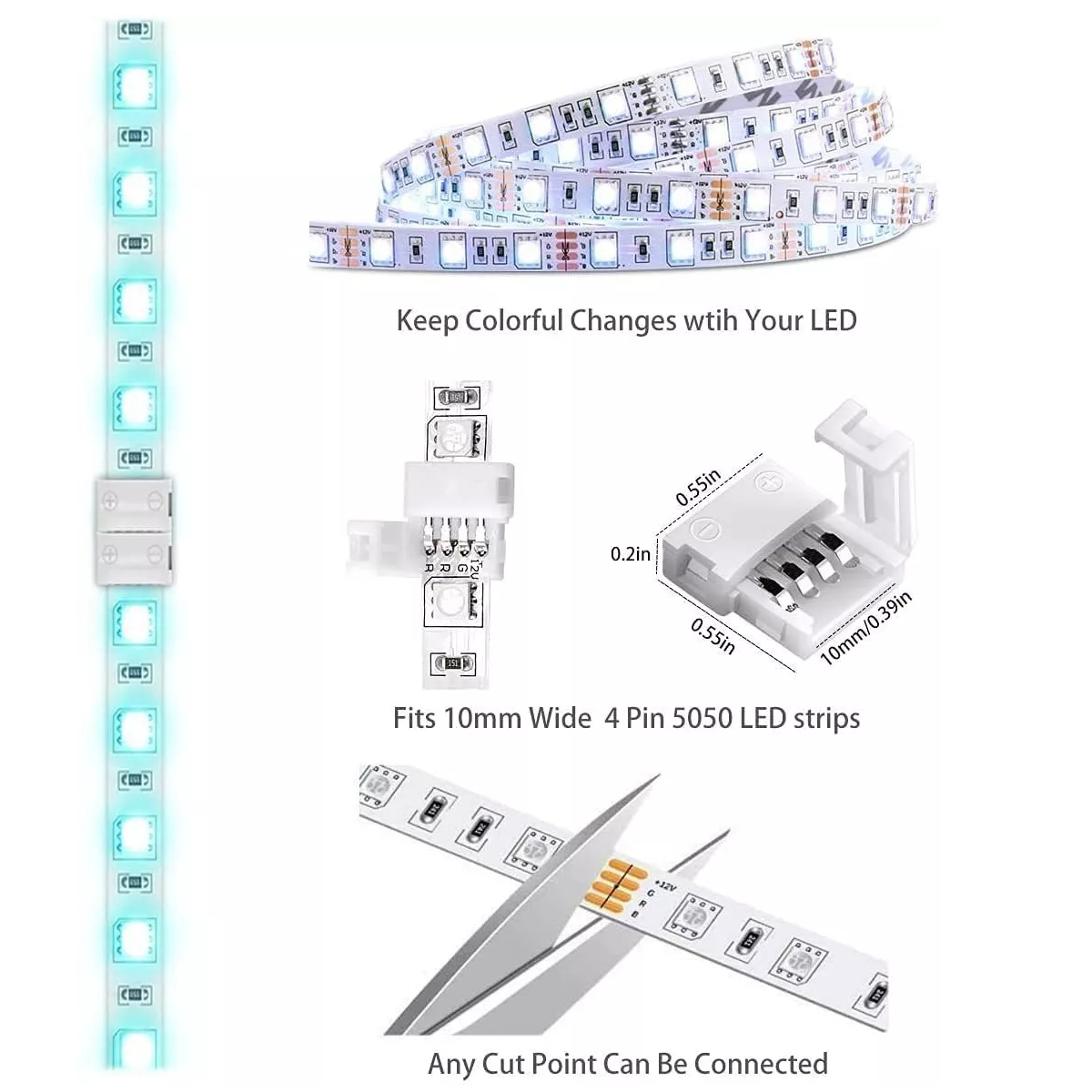 Kit De Conectores De Luces Led Rgb De 10 Mm