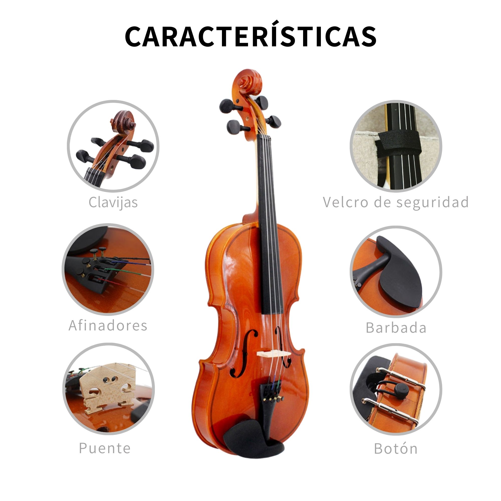 Violín 4/4 Acústico Madera Laminado Con Estuche Brea Y Arco