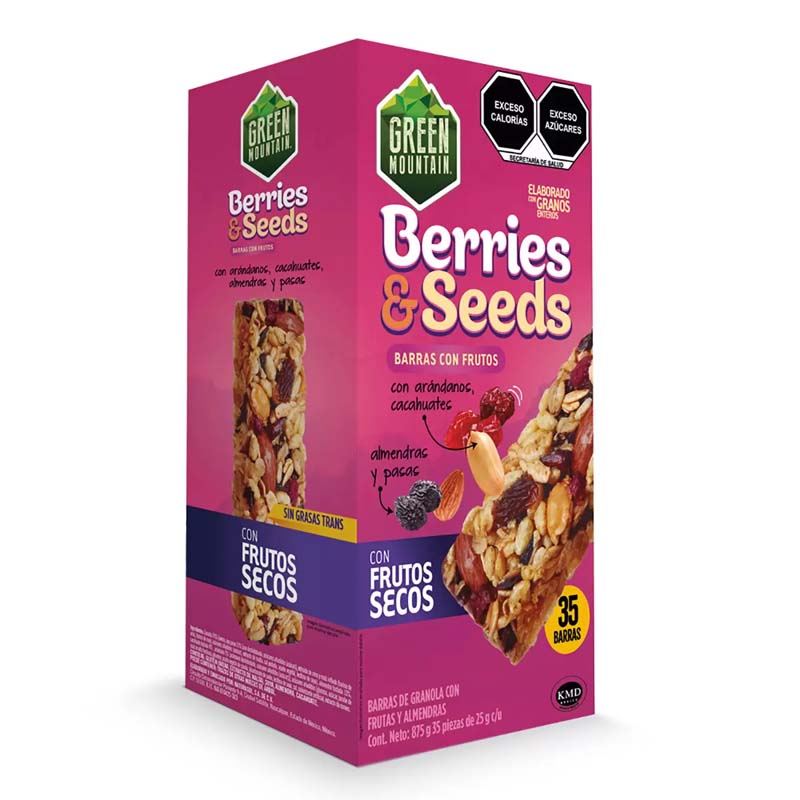 Green Mountain Barras con Frutos Secos y Almendras 35 pzas de 25 g