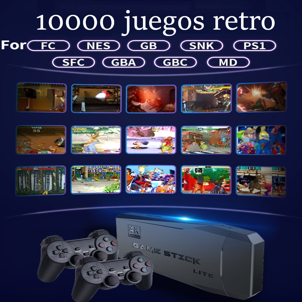 Consola videojuegos portátil videojuegos clásica retro control inalámbrico 4K 10000 juegos