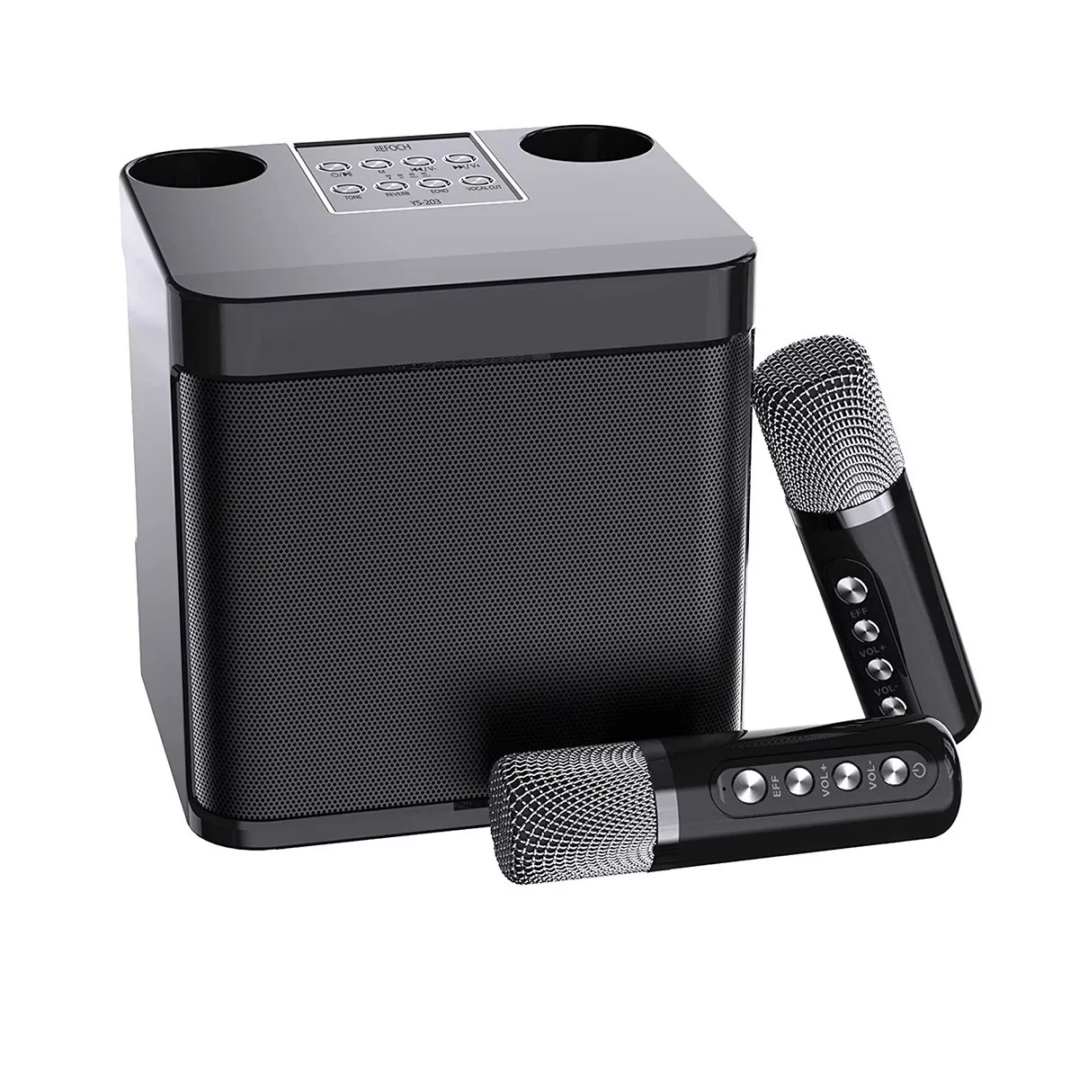 Mini máquina de karaoke con 2 micrófonos inalámbricos, altavoz Bluetoo -  VIRTUAL MUEBLES