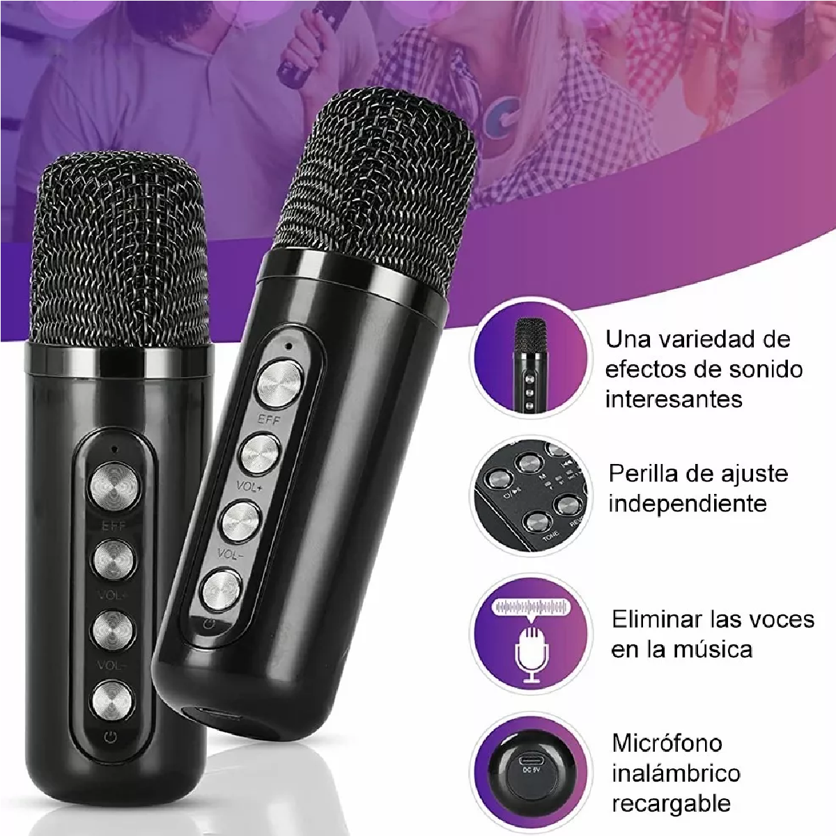 Bocina Altavoz Inalámbrico Portáti Con De Karaoke Bluetooth