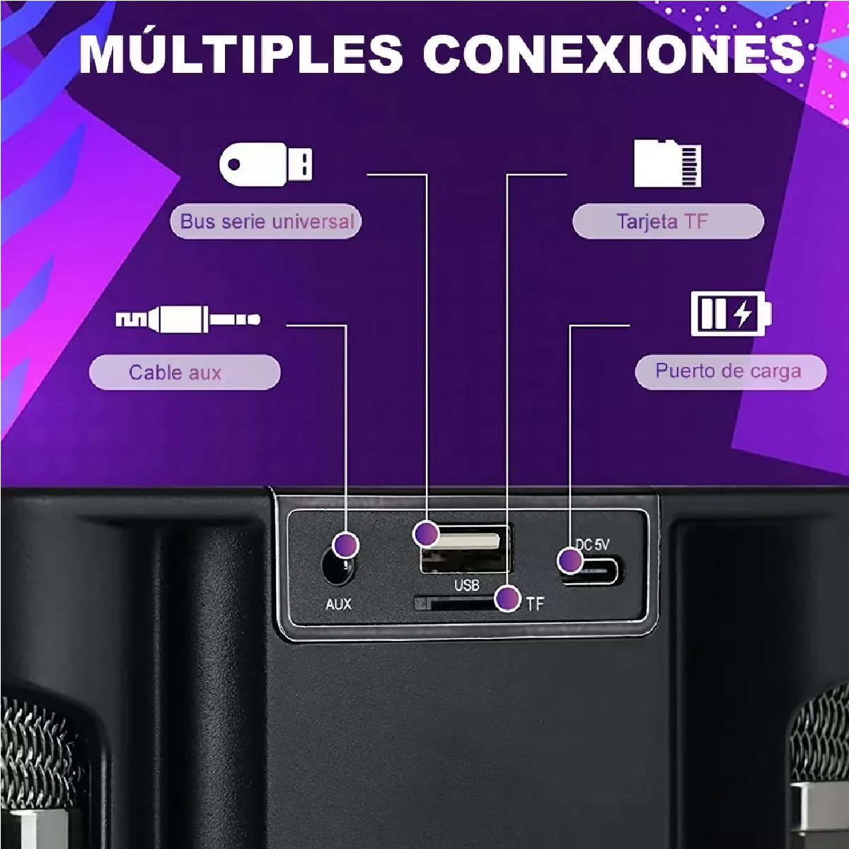 Bocina Altavoz Inalámbrico Portáti Con De Karaoke Bluetooth