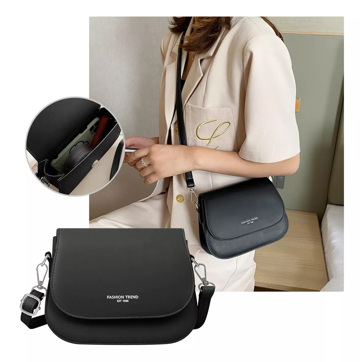 Bolsas Bandolera Mujer Dama Cosmetiquera Cuero Sintetico