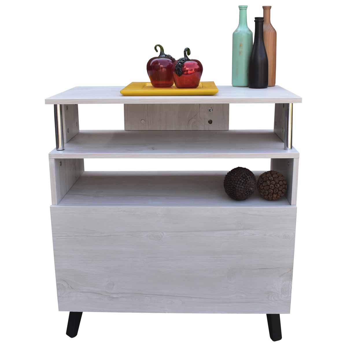 Aparador De Cocina 1,20 mts. Mueble Organizador Melamina Blanco