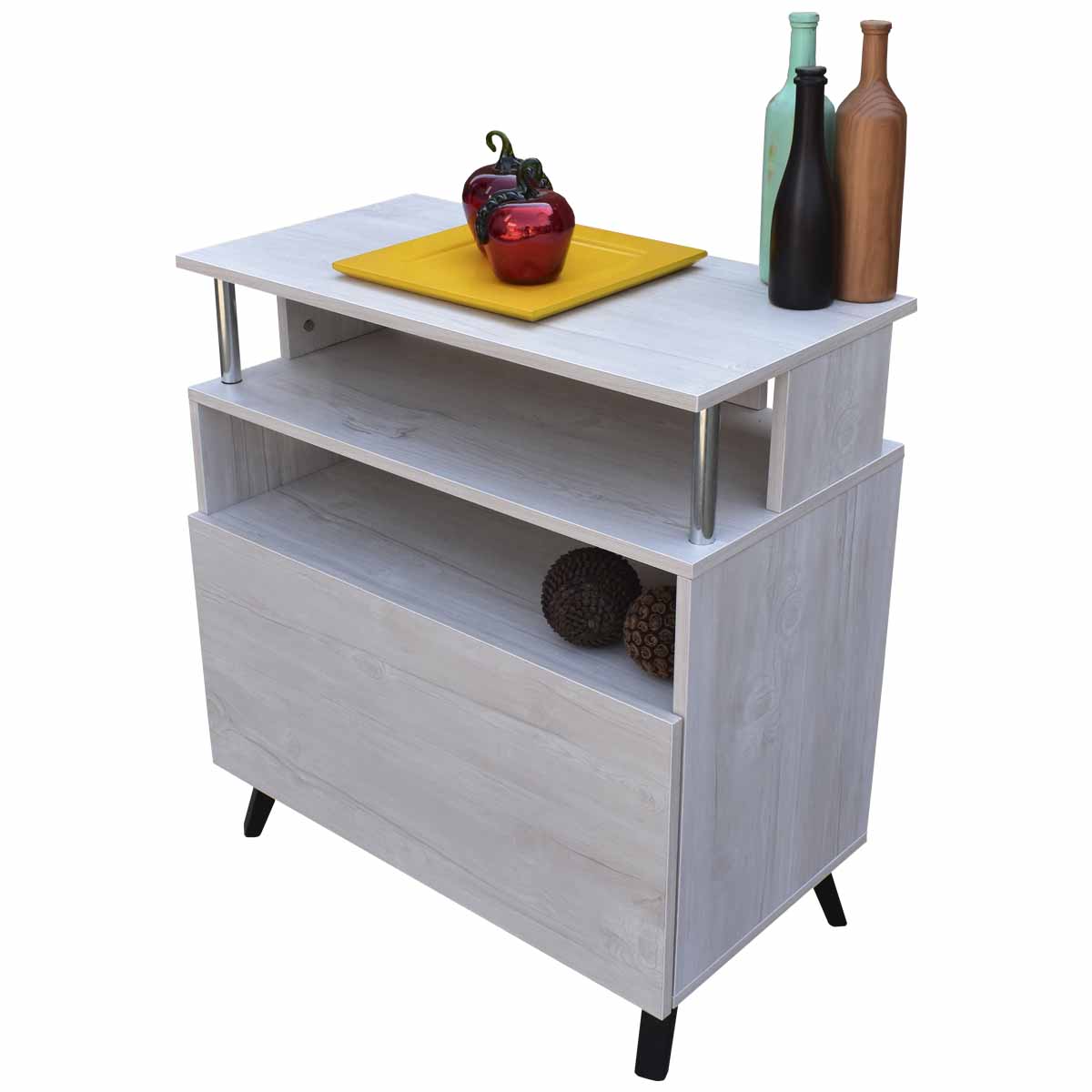 Aparador De Cocina 1,20 mts. Mueble Organizador Melamina Blanco