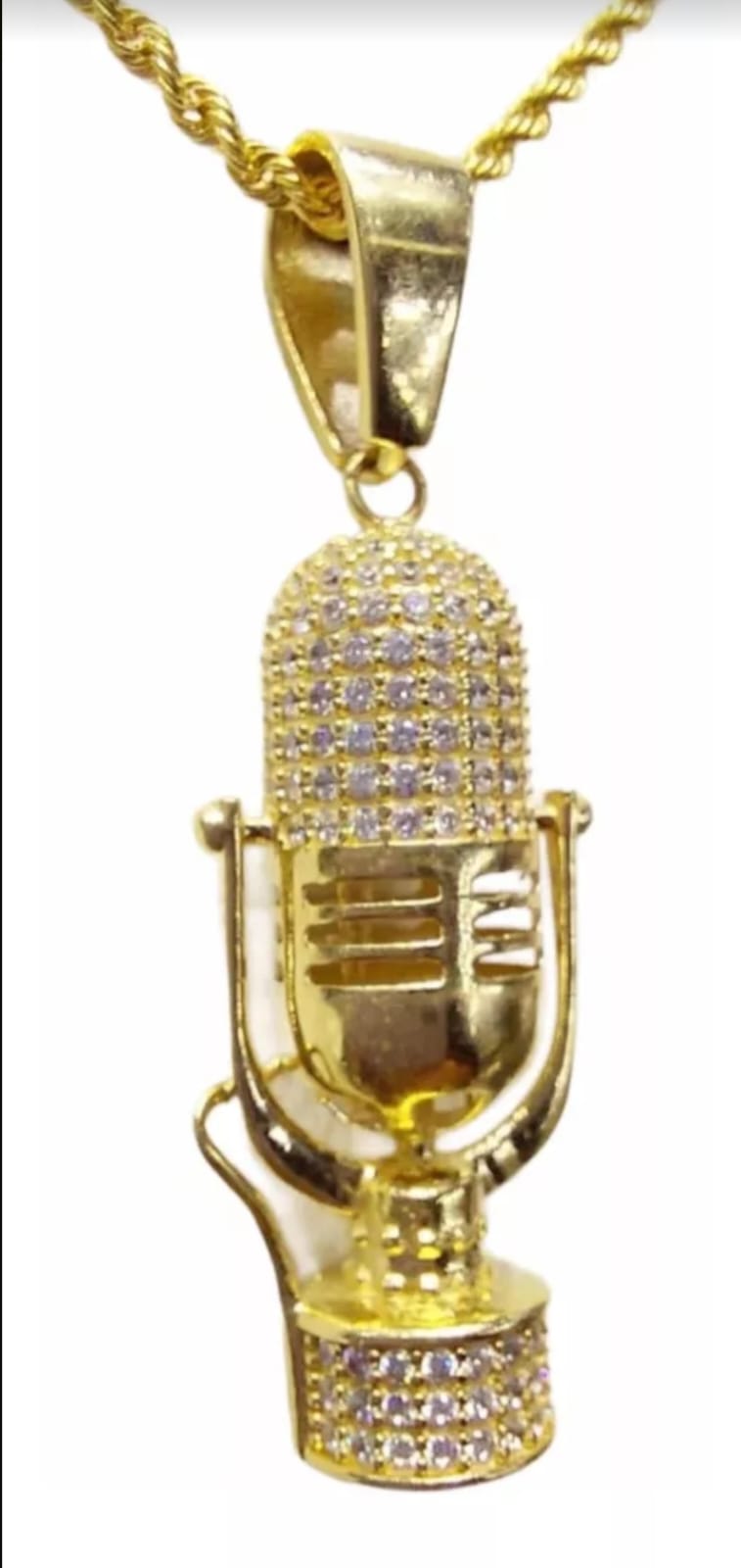 Kit Cadena Torzal + Dije Micrófono Oro 10 K. + Obsequio