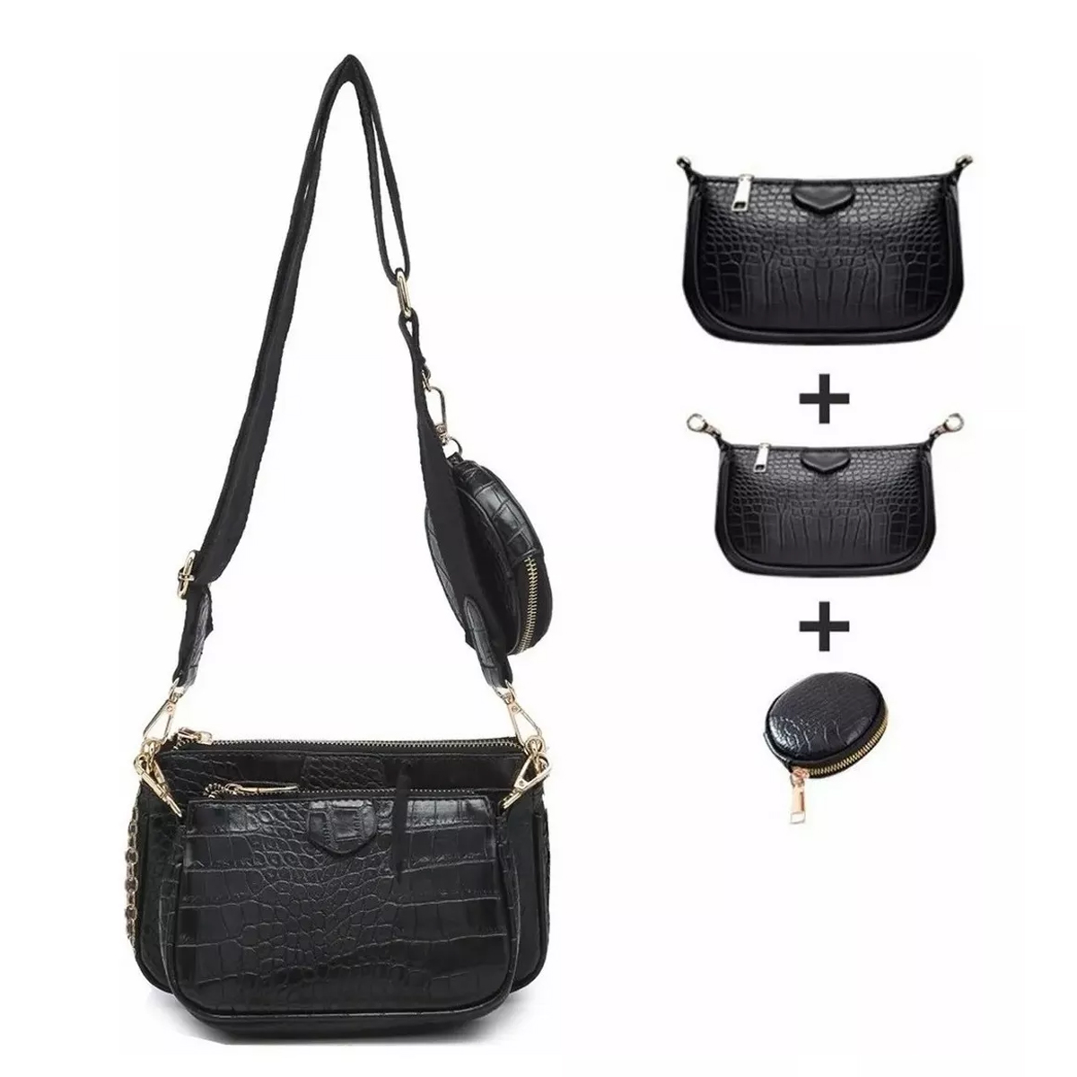 3 en 1 Bolsas De Dama De Moda Con Estampado De Cocodrilo Para dama