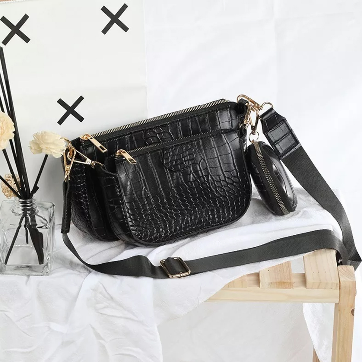 3 en 1 Bolsas De Dama De Moda Con Estampado De Cocodrilo Para dama