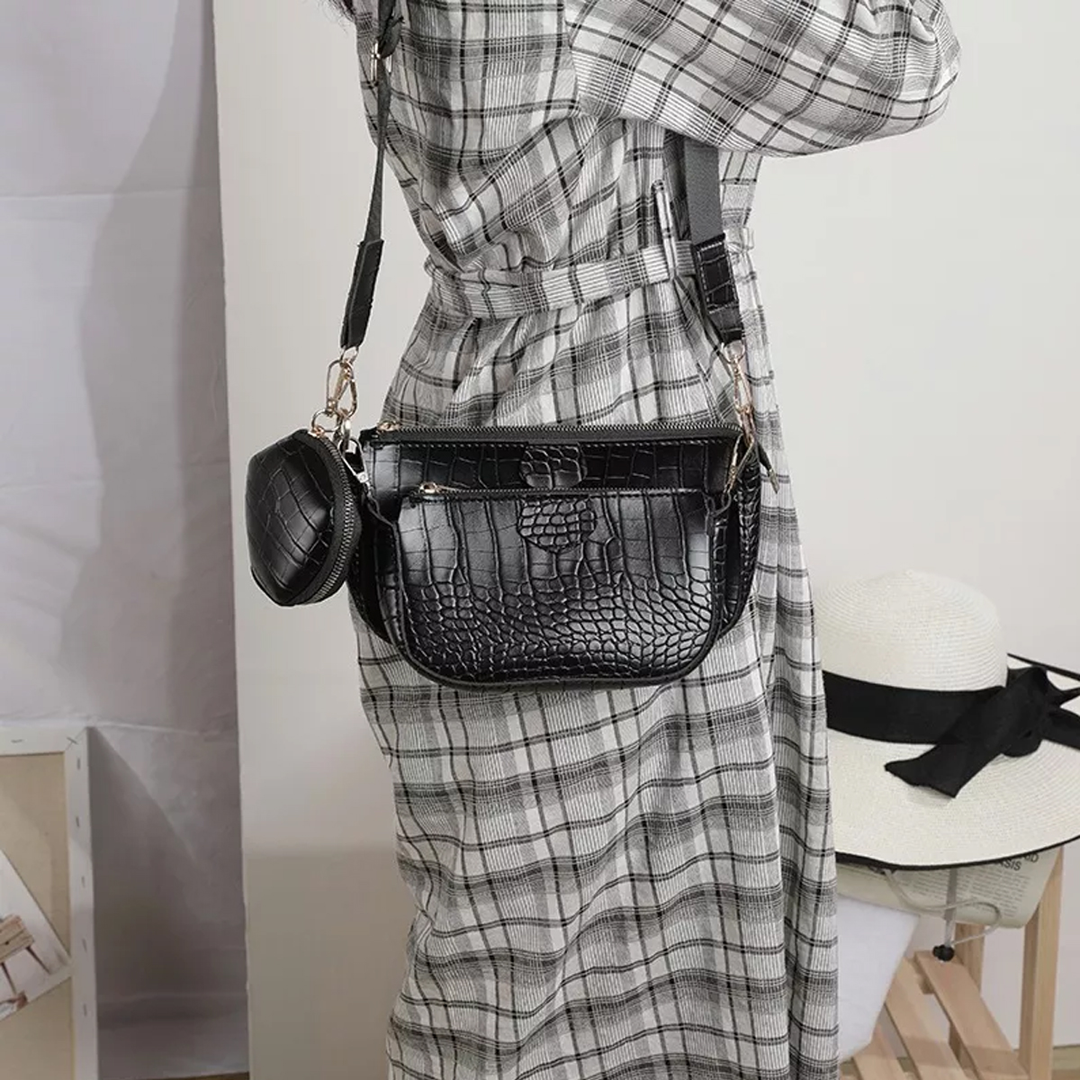 3 en 1 Bolsas De Dama De Moda Con Estampado De Cocodrilo Para dama