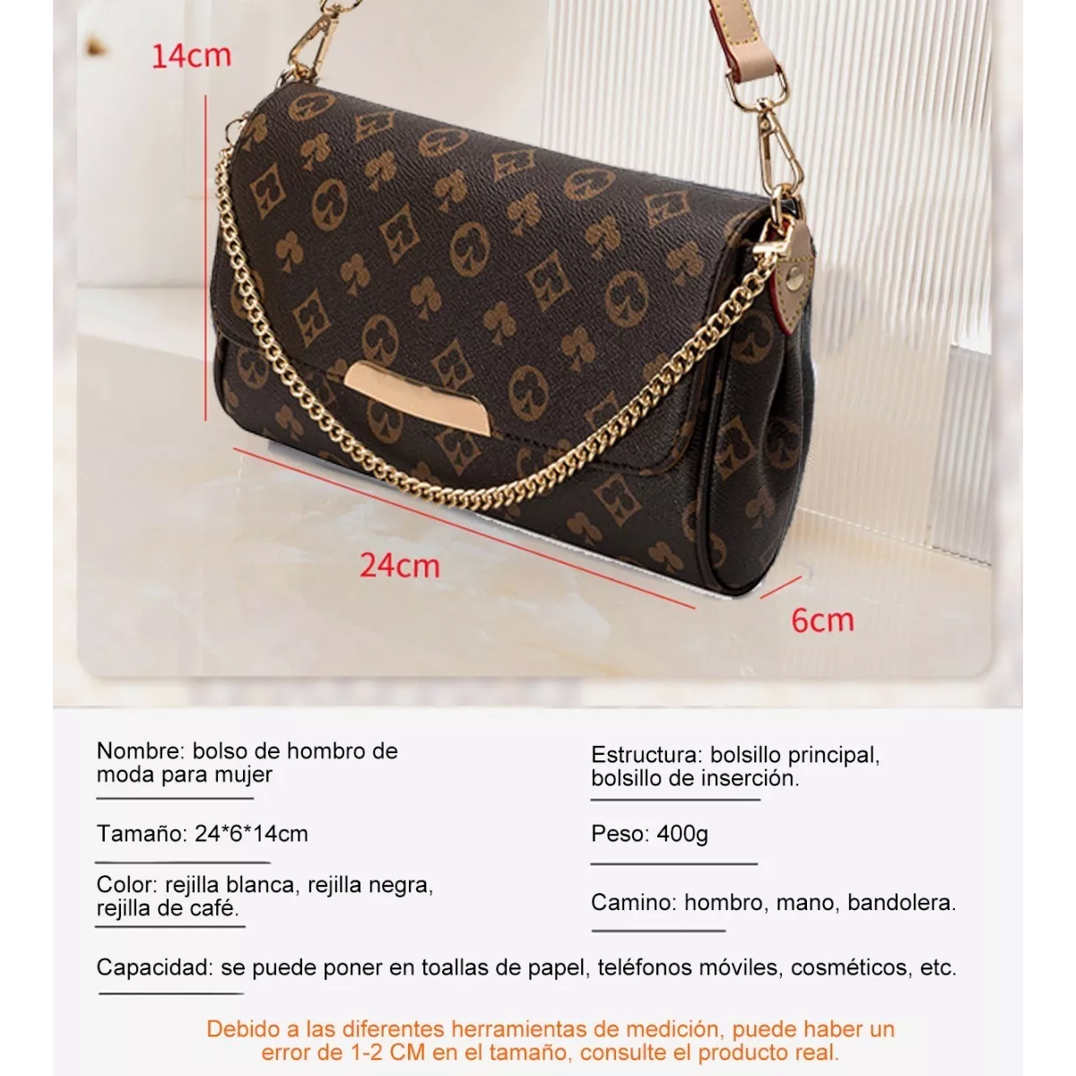 Bolsa Mariconera Moda Mujer Bandolera Cartera Mano Monedero Elegante