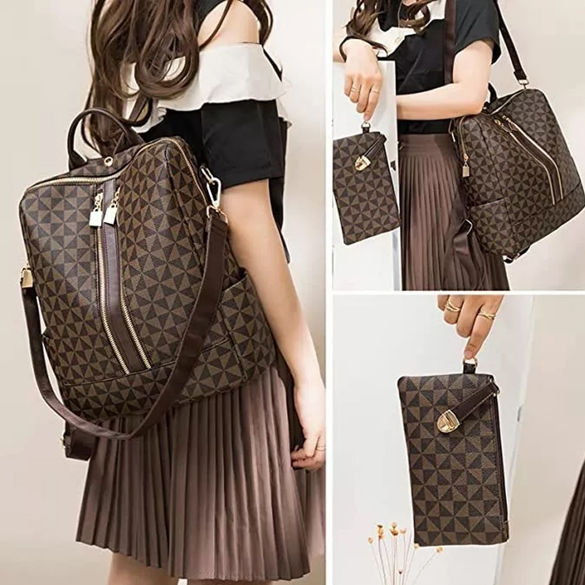 Kit Mochila Moda Casual Bolso Casual Para Mujer, 2 Piezas