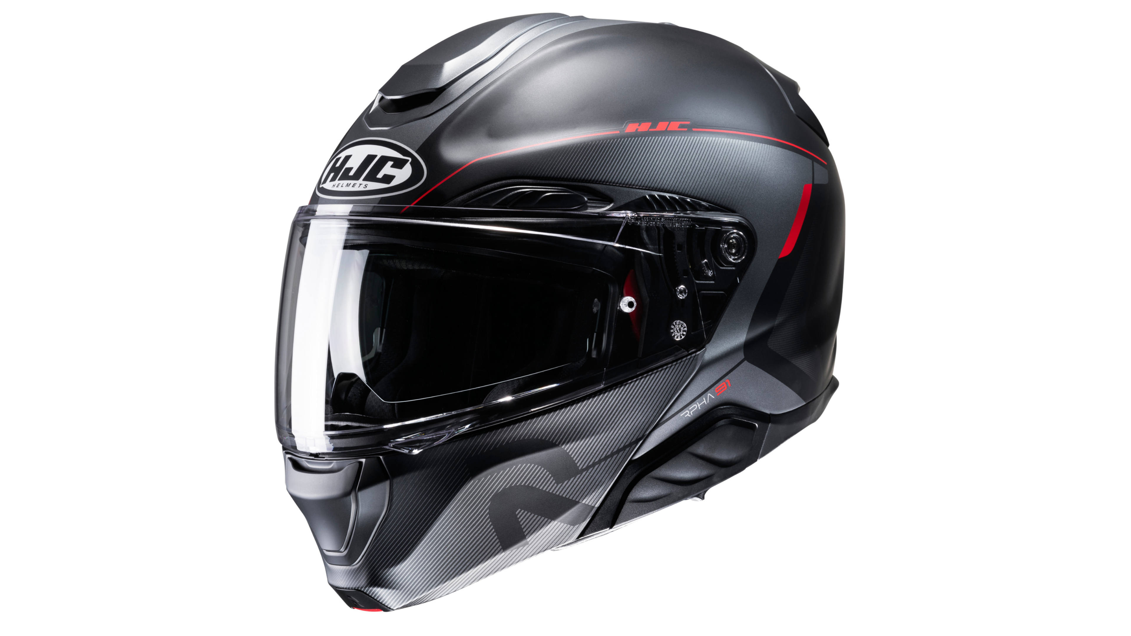 CASCO HJC COMBUST RPHA-91 ABATIBLE NEGRO/ROJO CERTIFICADO ECE R22-06