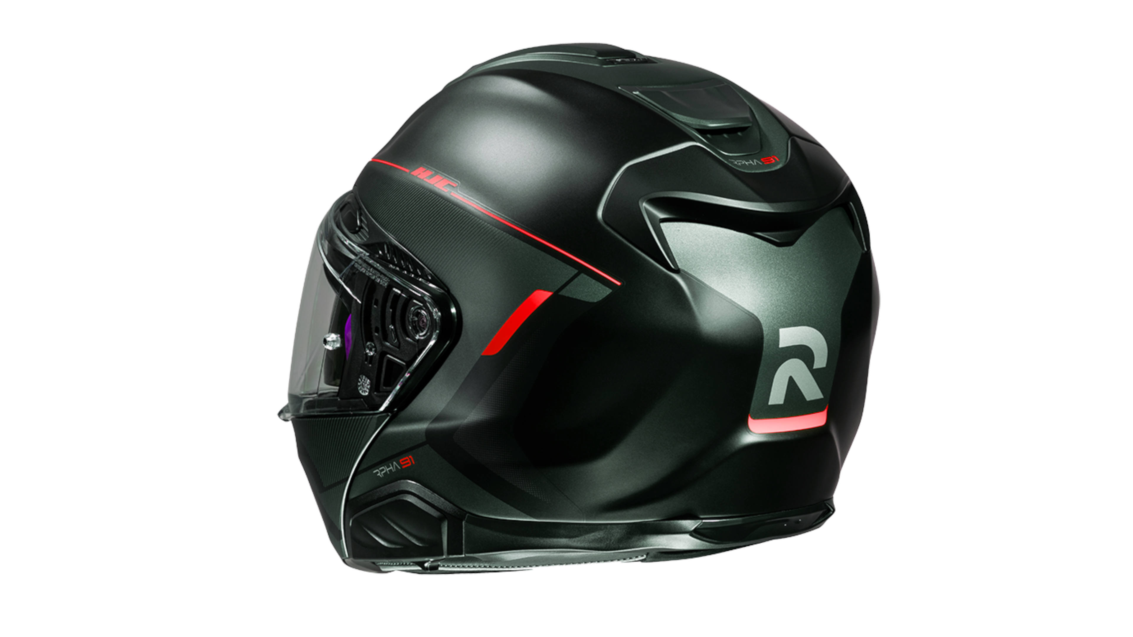 CASCO HJC COMBUST RPHA-91 ABATIBLE NEGRO/ROJO CERTIFICADO ECE R22-06