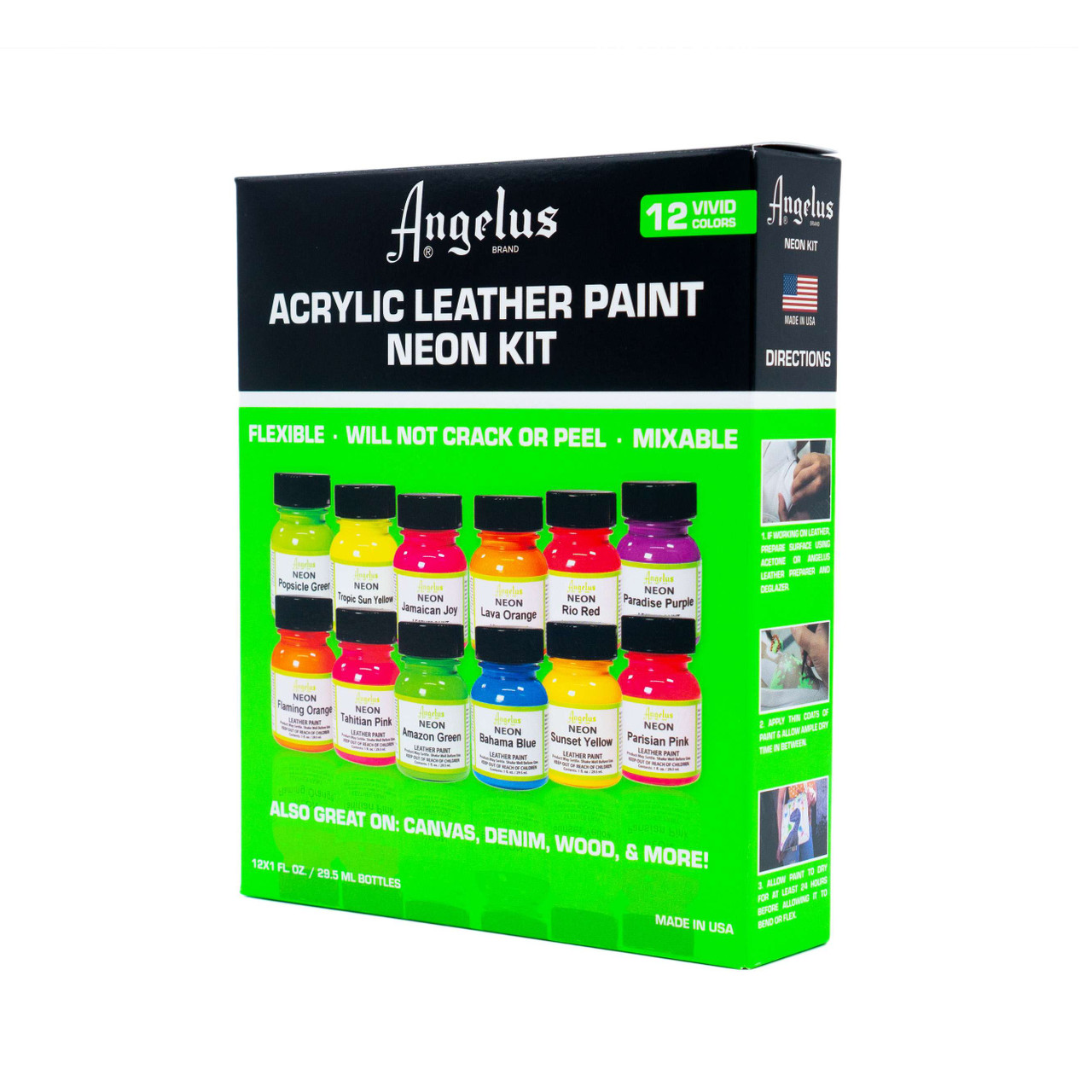 Kit De 12 Pinturas Acrilicas Neon Colores Angelus Brand 29ml