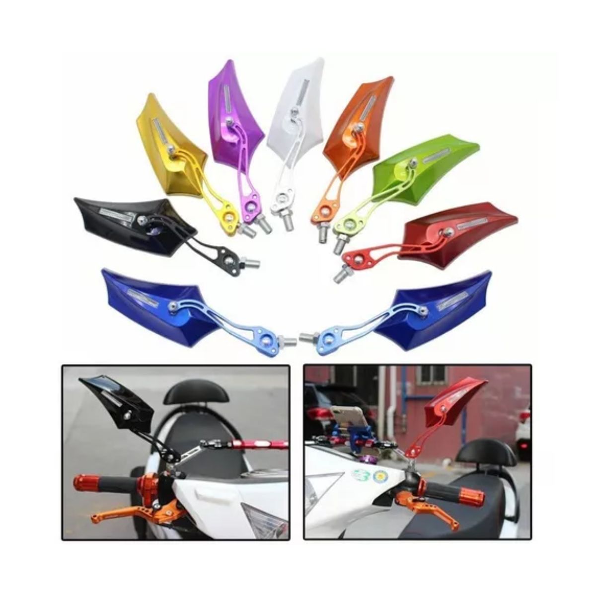 2 Pz Espejos Moto Deportivos Street Cafe Racer Motocicleta 