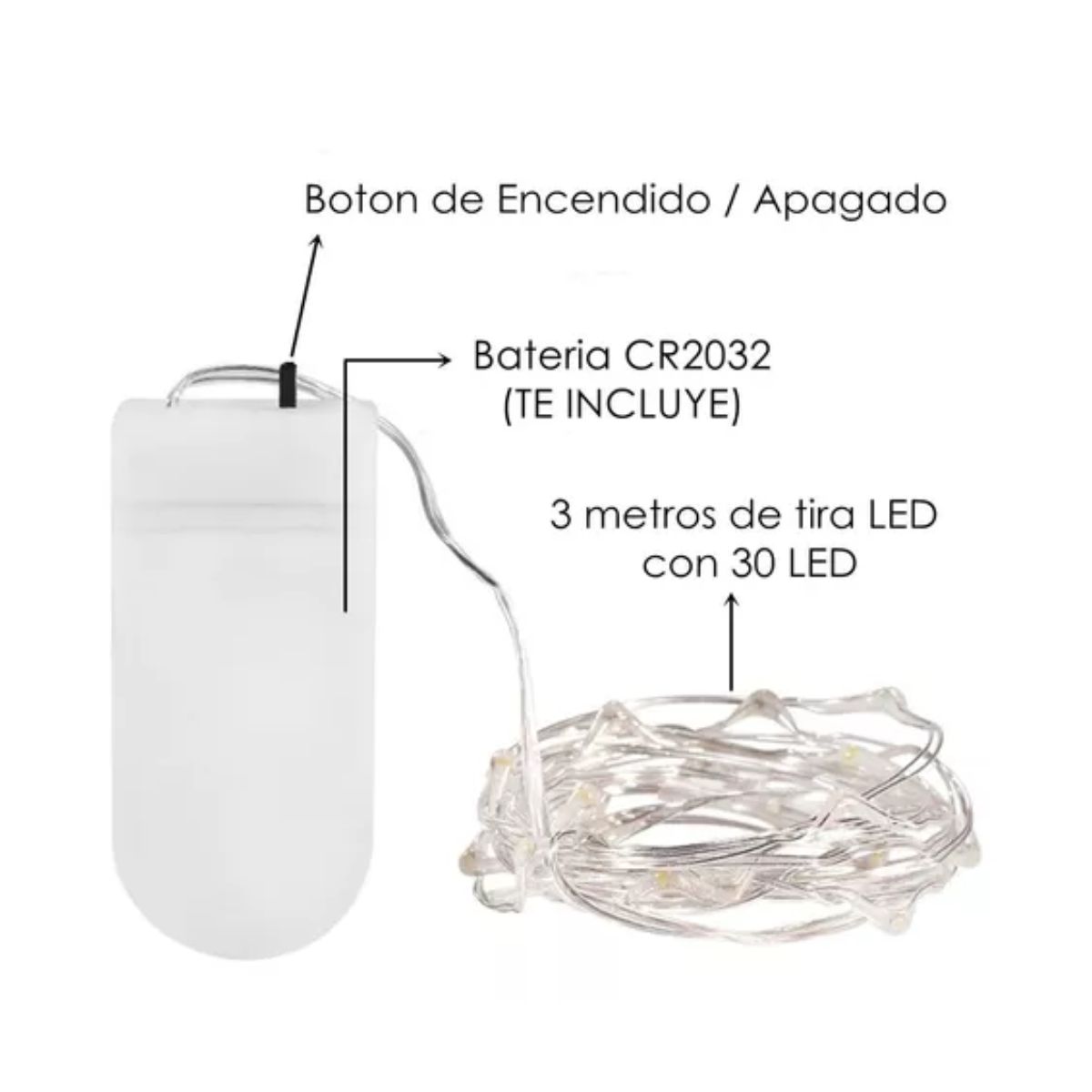 Cadena De 3 Metros Luces Led Decorativas Paquete De 10 Luces blanco