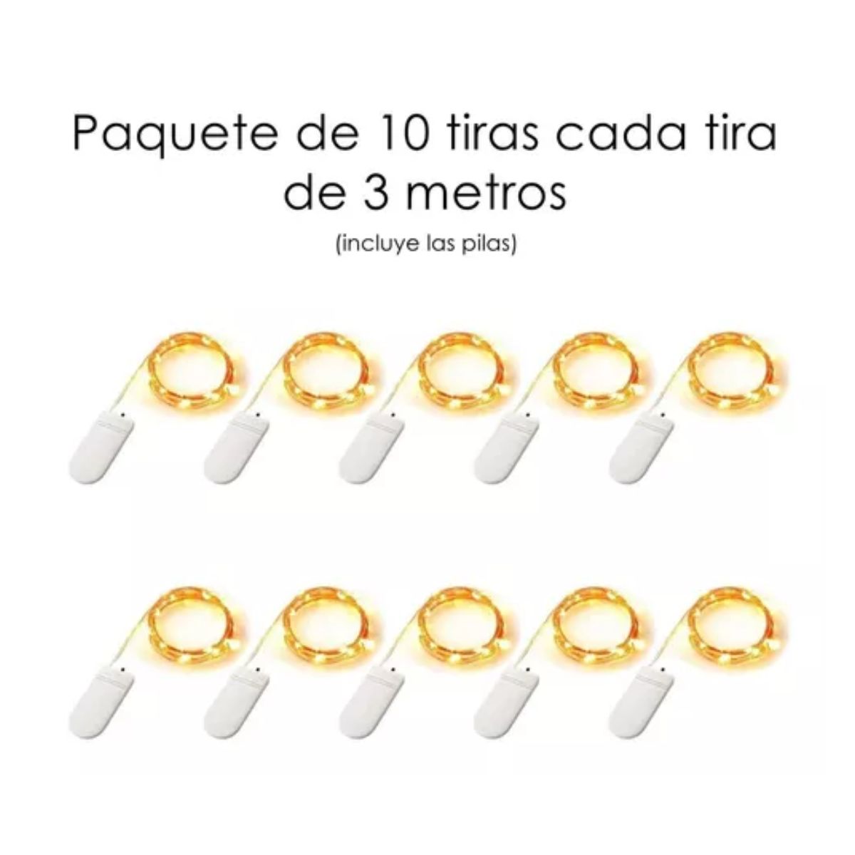 Cadena De 3 Metros Luces Led Decorativas Paquete De 10 Luces blanco