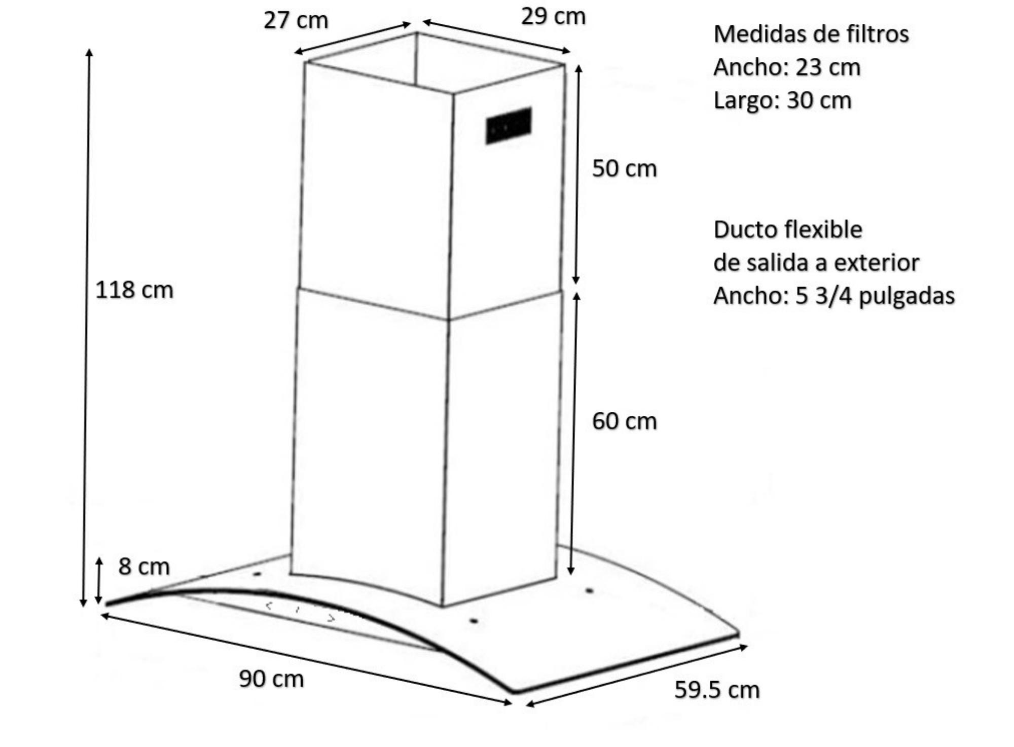 Campana purificadora de isla Black King 90 cm Touch Screen