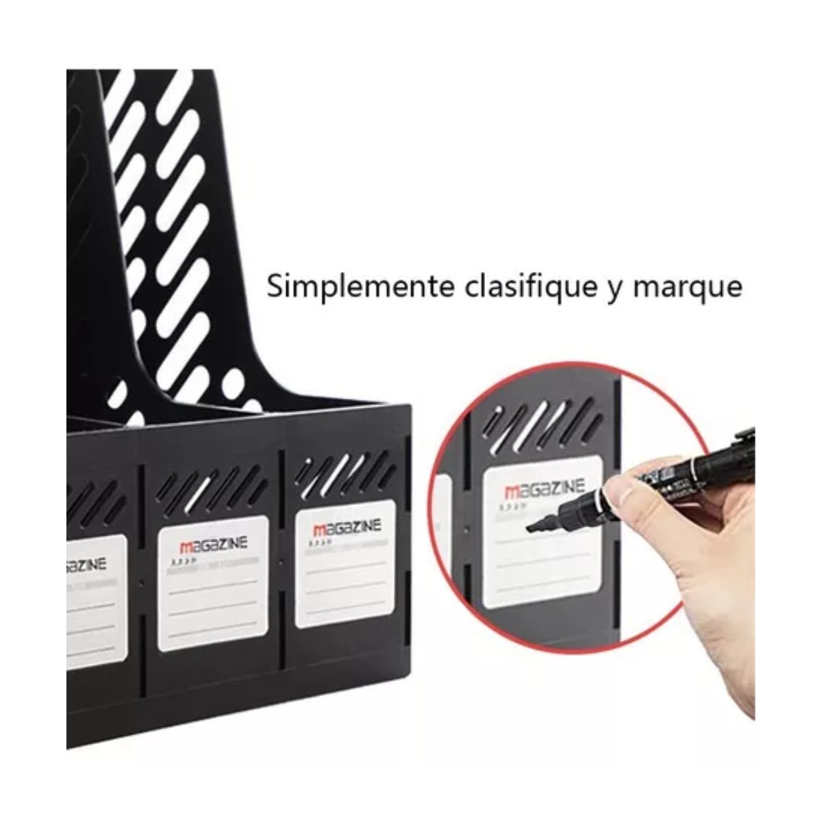 Revistero 4 Piezas Organizador De Escritorio Oficina NEGRO