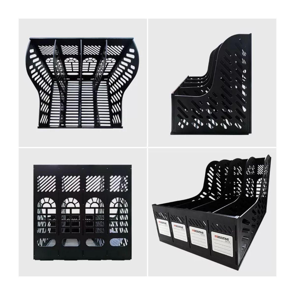 Revistero 4 Piezas Organizador De Escritorio Oficina NEGRO