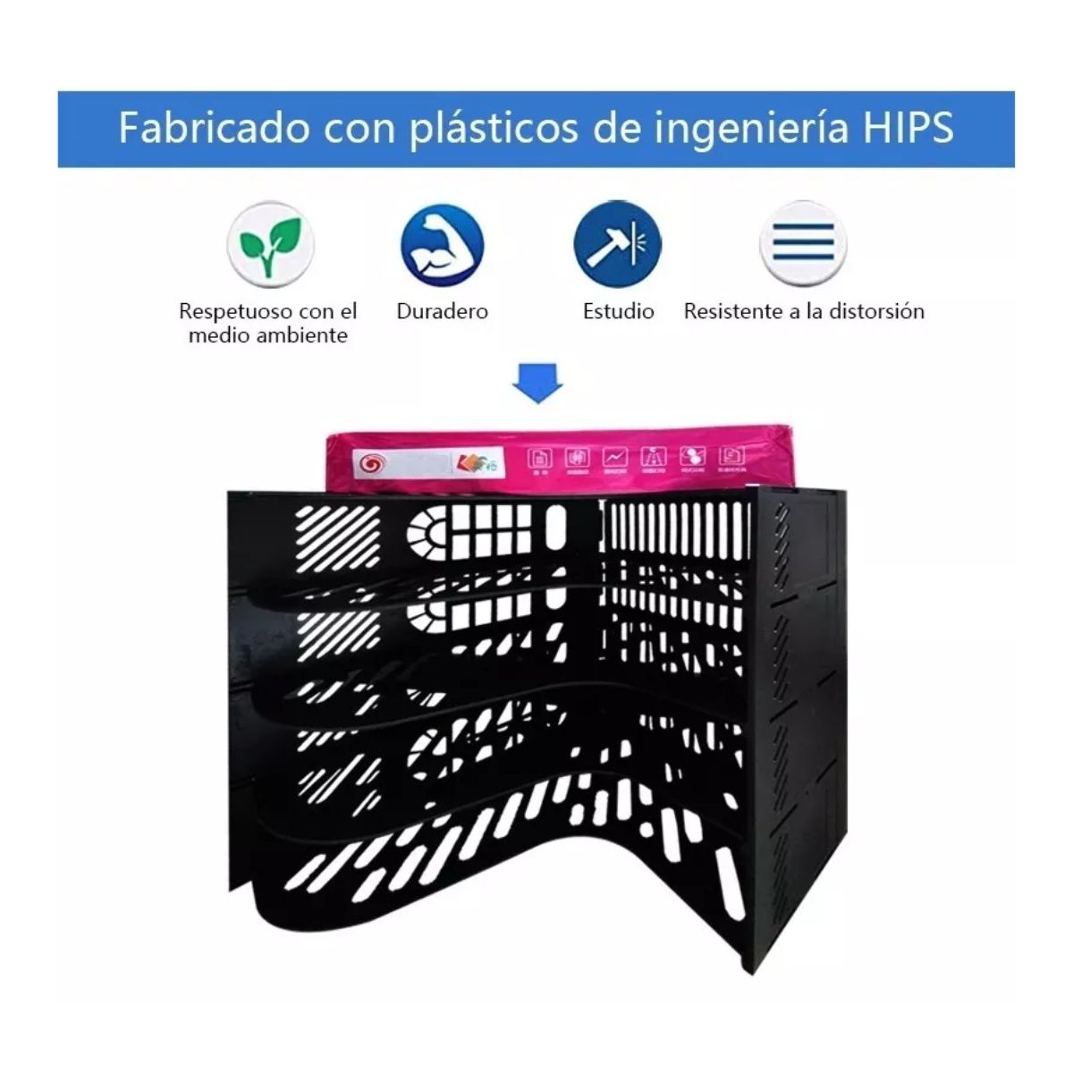 Revistero 4 Piezas Organizador De Escritorio Oficina NEGRO