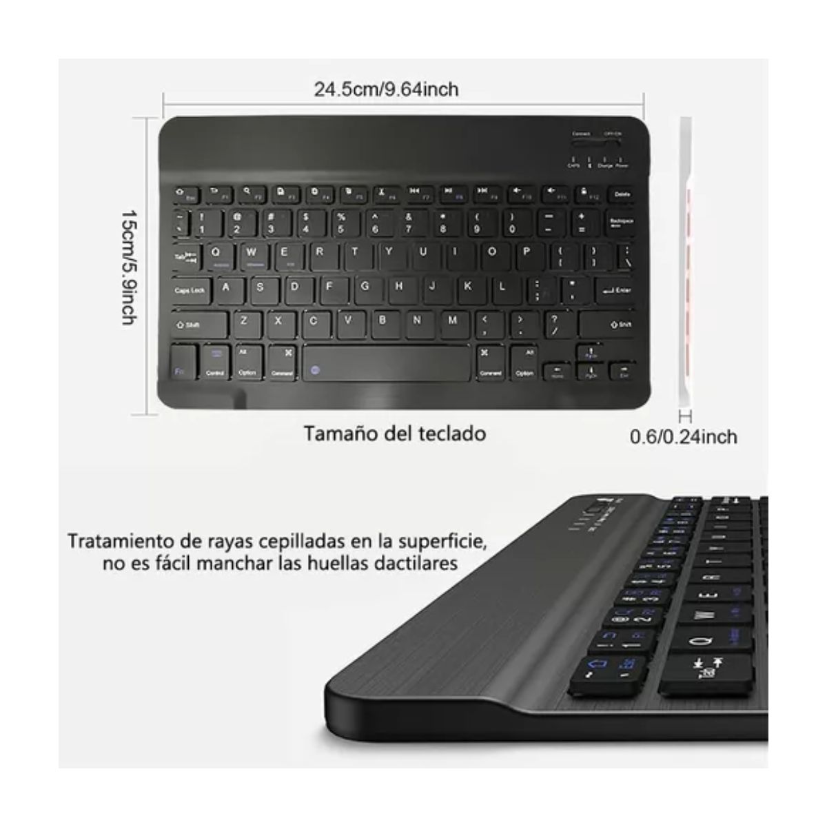 Teclado Inalámbrico Pequeño Bluetooth Negro