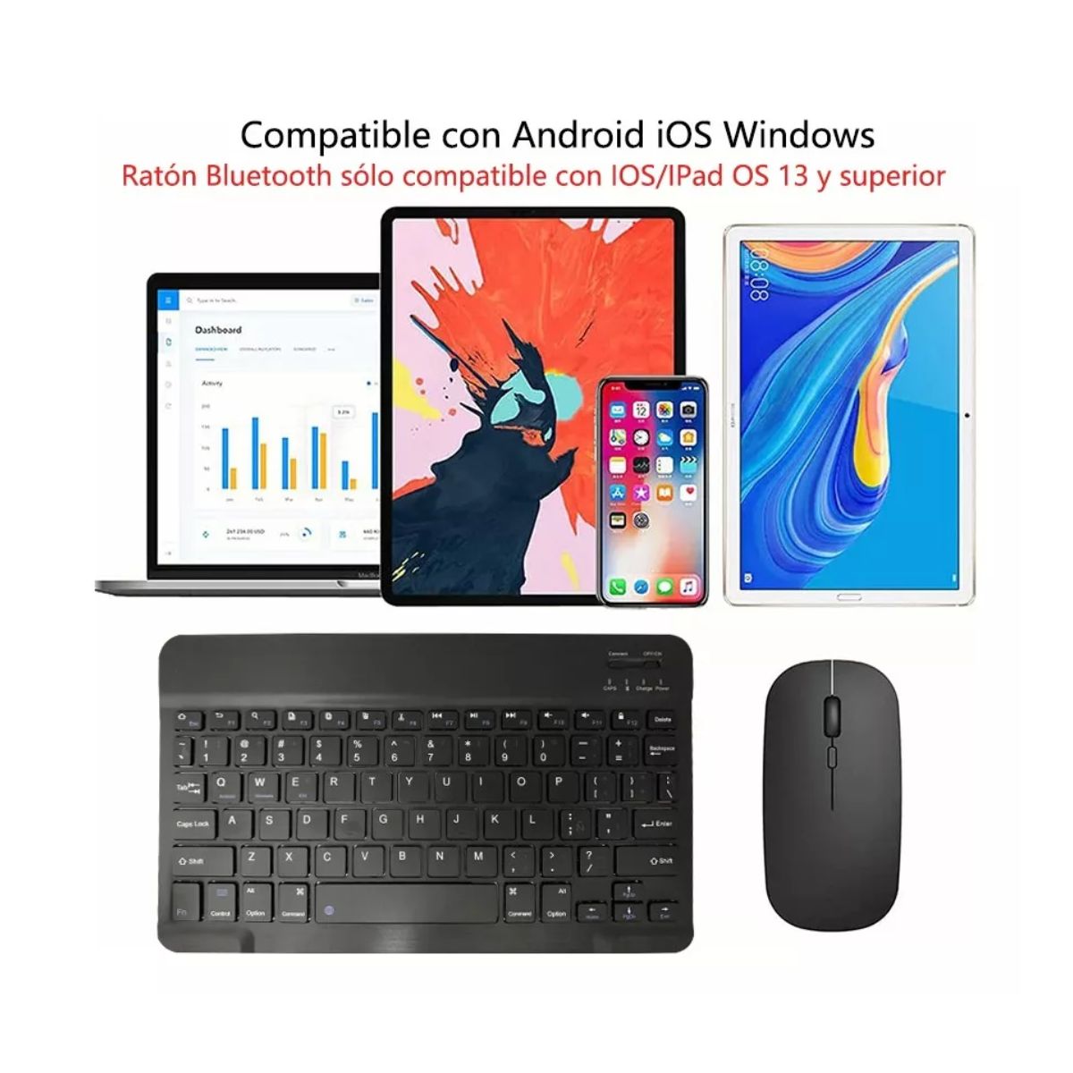 Teclado Inalámbrico Pequeño Bluetooth Negro