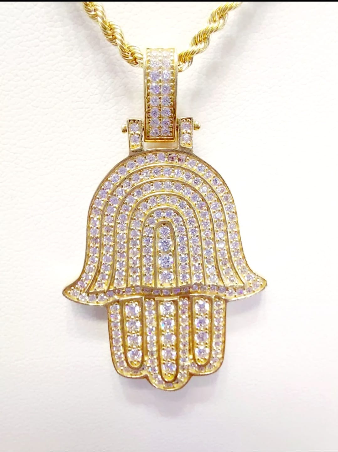 Kit Cadena + Dije Mano De Fatima Zirconias 10 K. + Obsequio