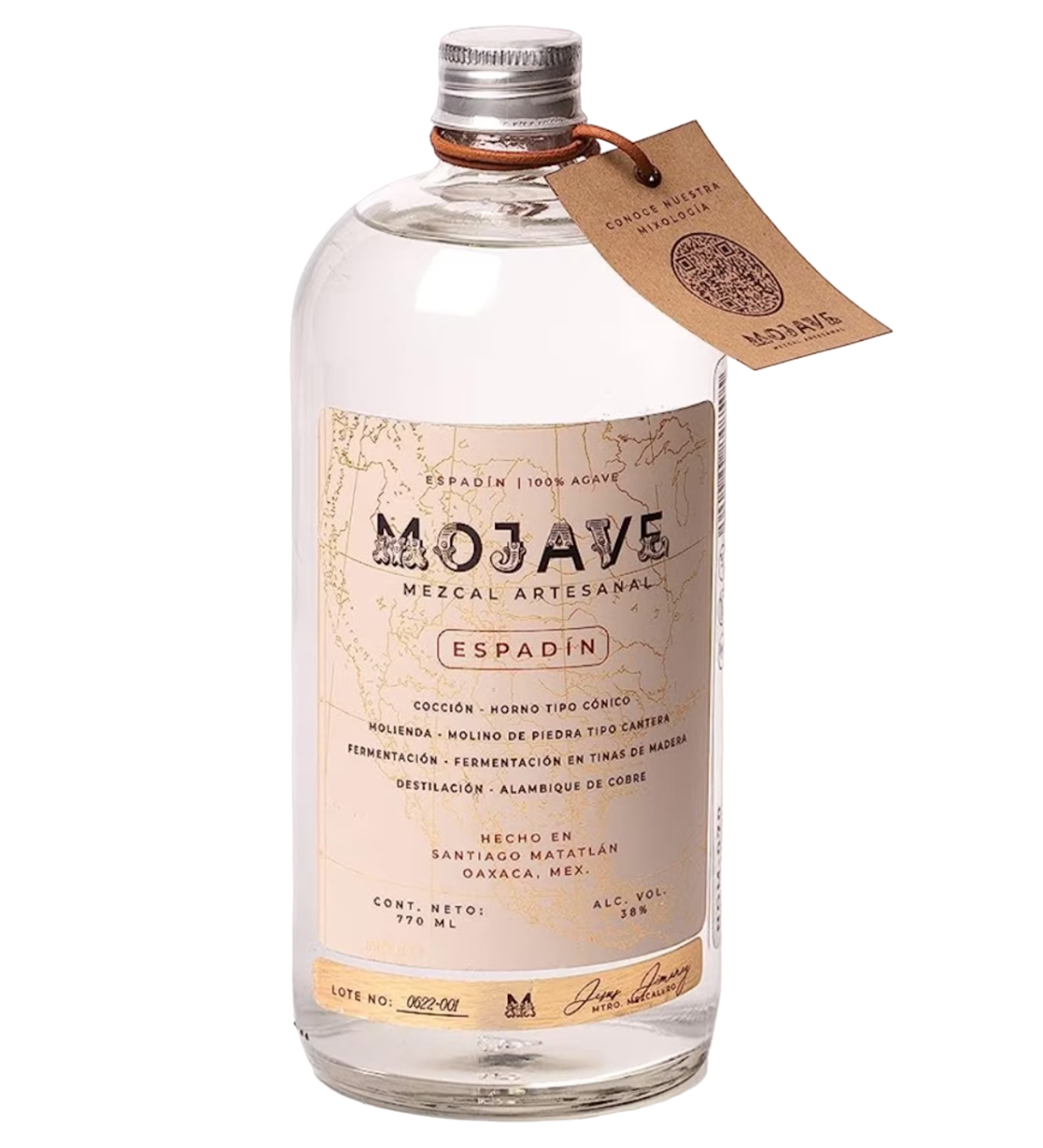 Mojave Mezcal Artesanal Joven Espadín 770ml 38 Vol Alc