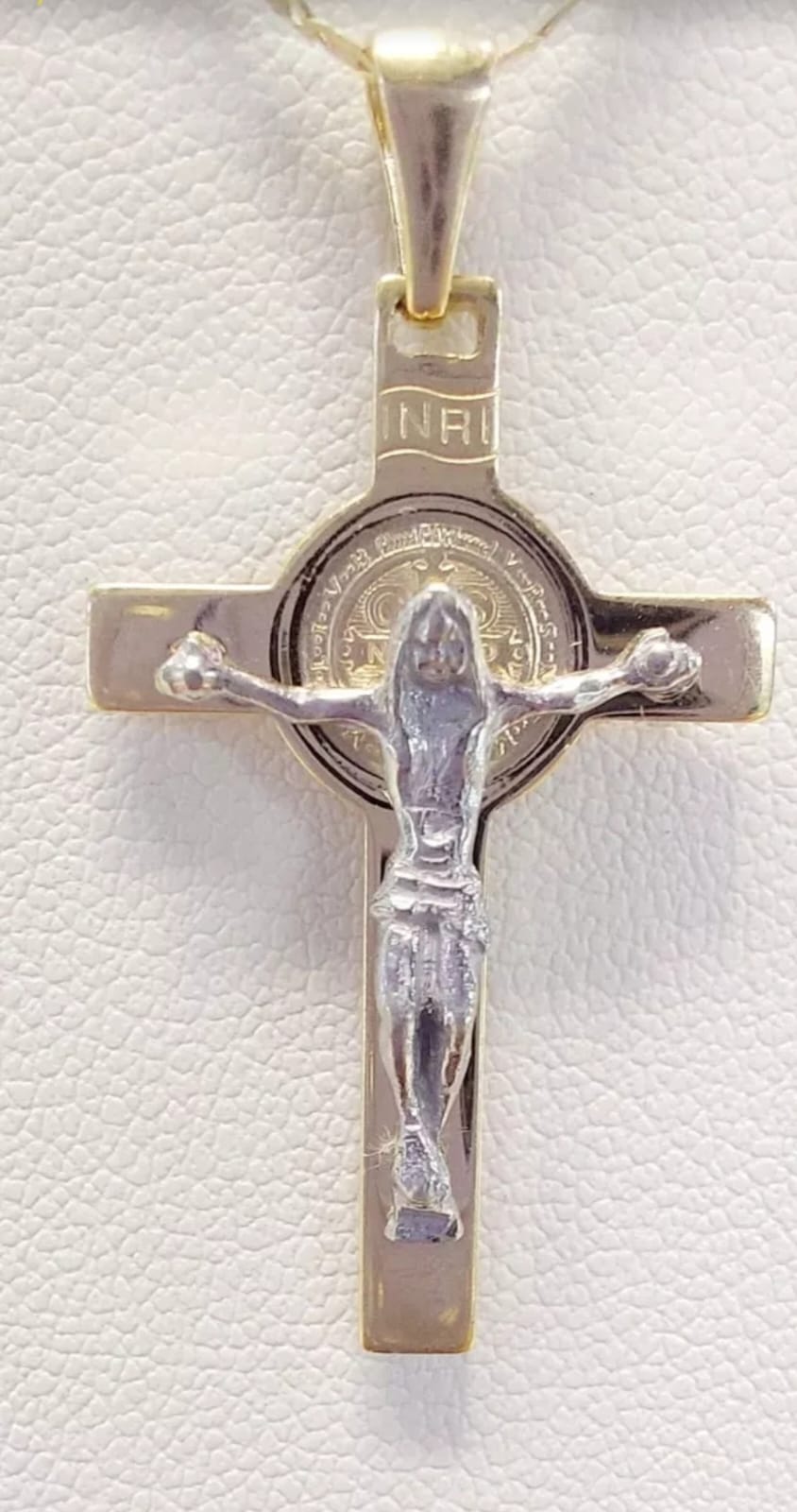 Chaîne En Titane Et Or 10K Avec Crucifix Diamant - Unisexe Hip-Hop