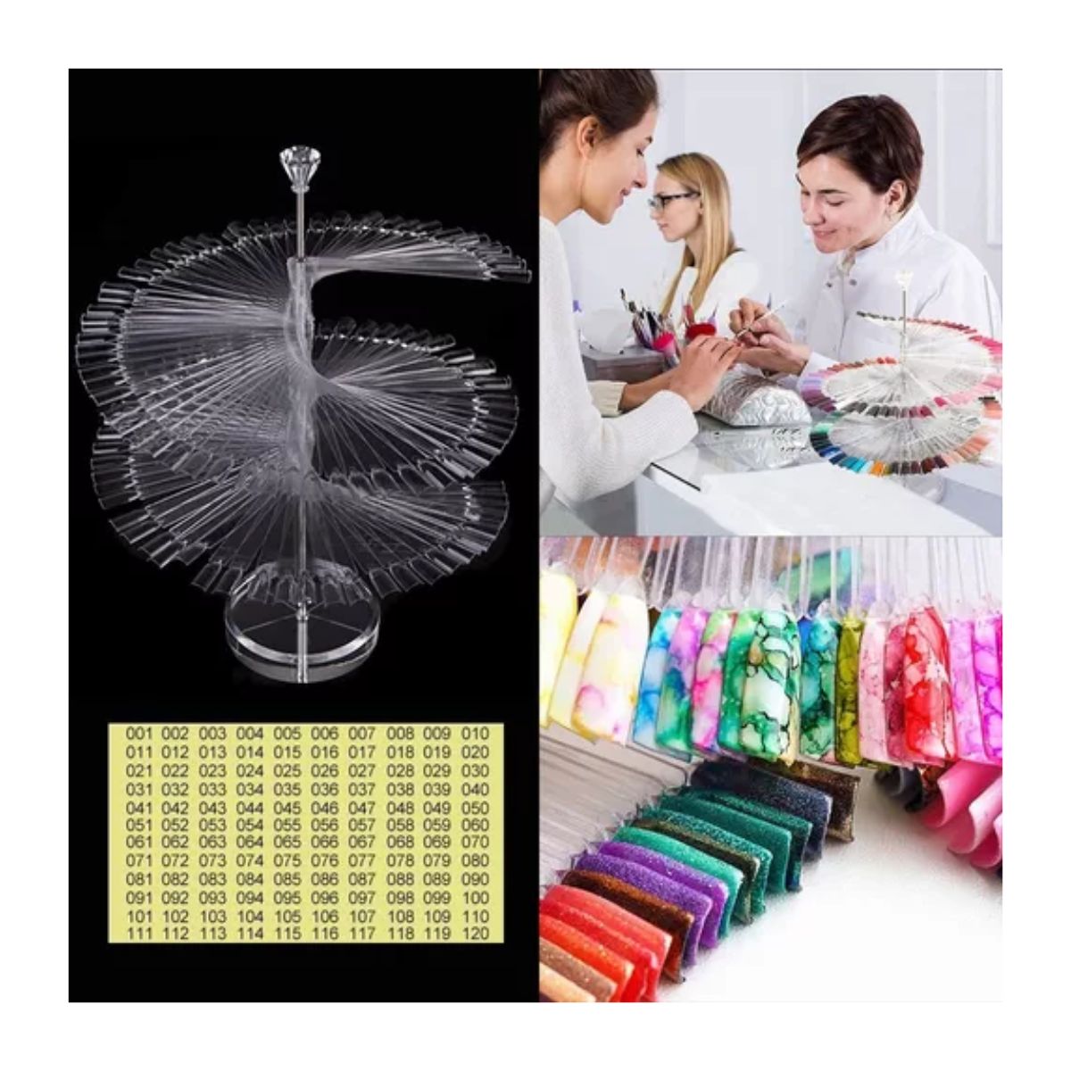 120 Pzs Exhibidor Muestrario Giratorio De Esmaltes Y Uñas