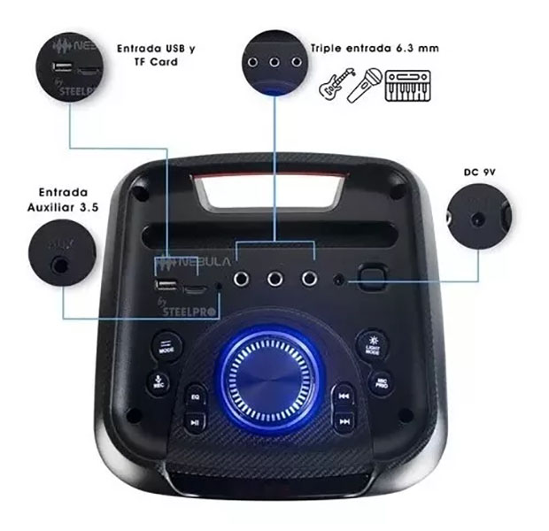 Bocina Portatil Bluetooth Suspension De Aire Steelpro Nebula