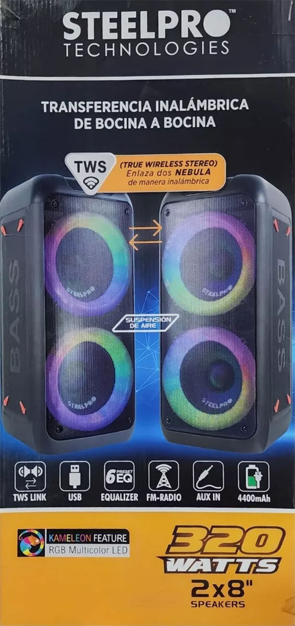 Bocina Portatil Bluetooth Suspension De Aire Steelpro Nebula